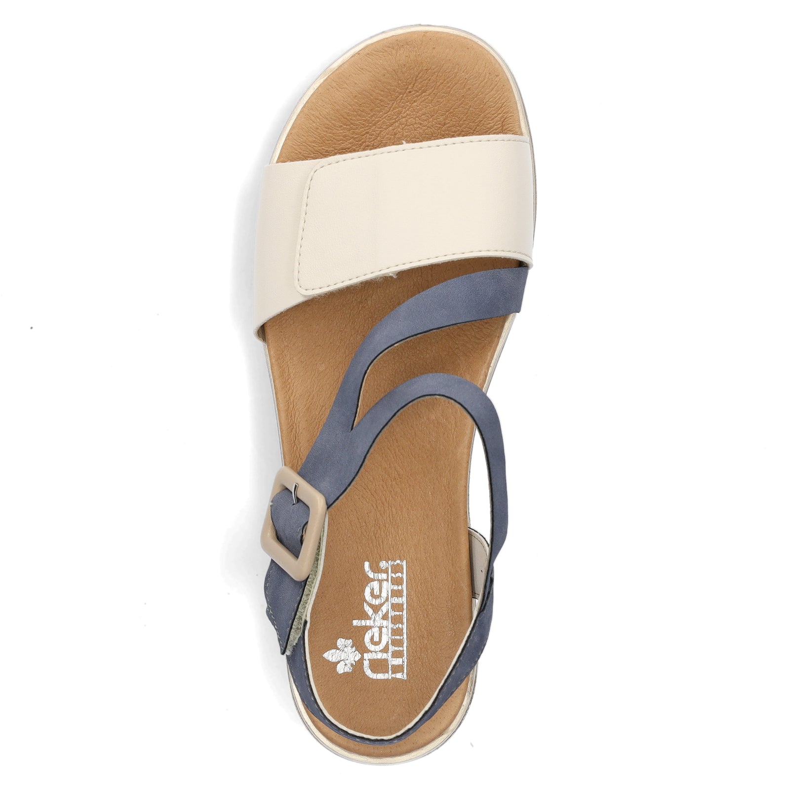 Rieker women's sandal blue cream