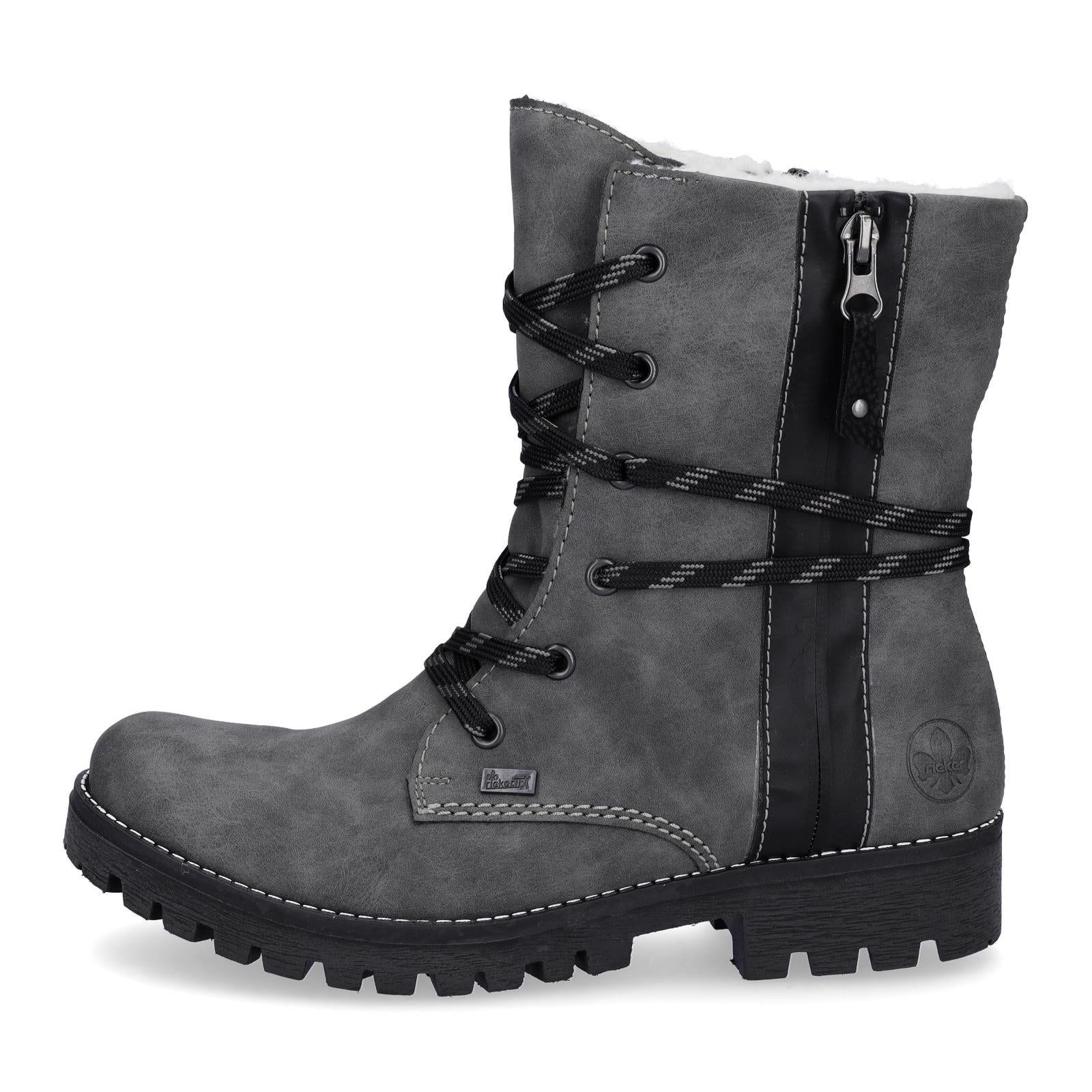 Rieker women's lace-up boot gray