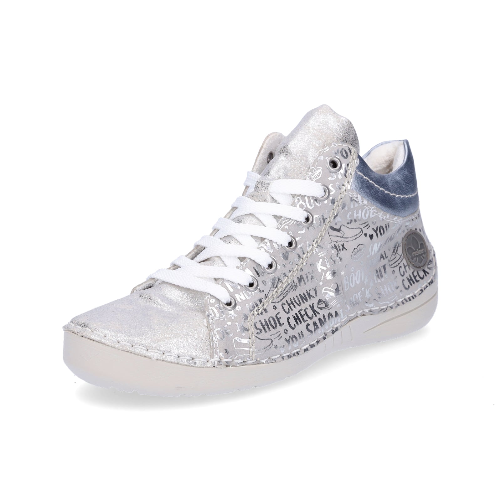 Rieker women's sneakers gray silver graffiti
