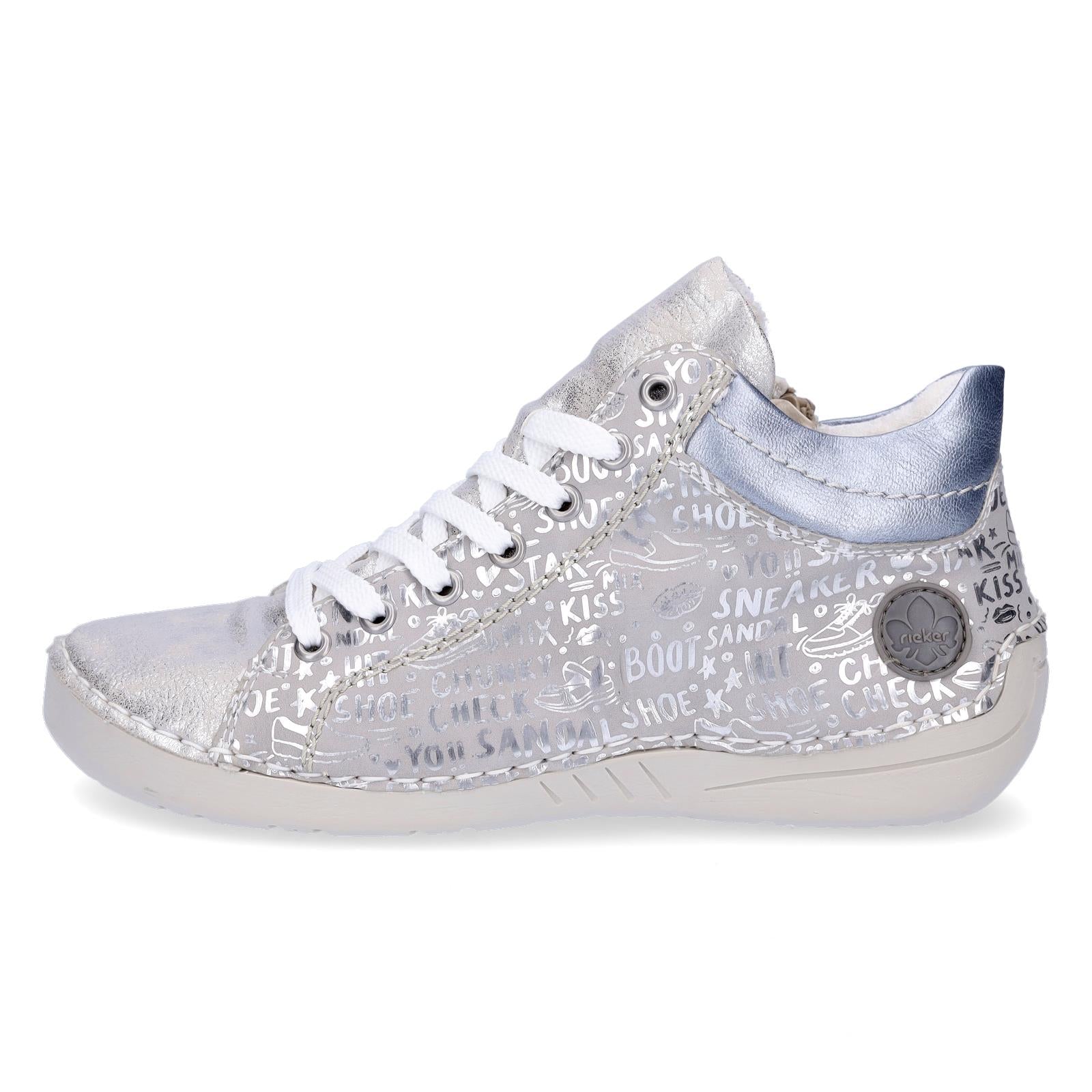 Rieker women's sneakers gray silver graffiti