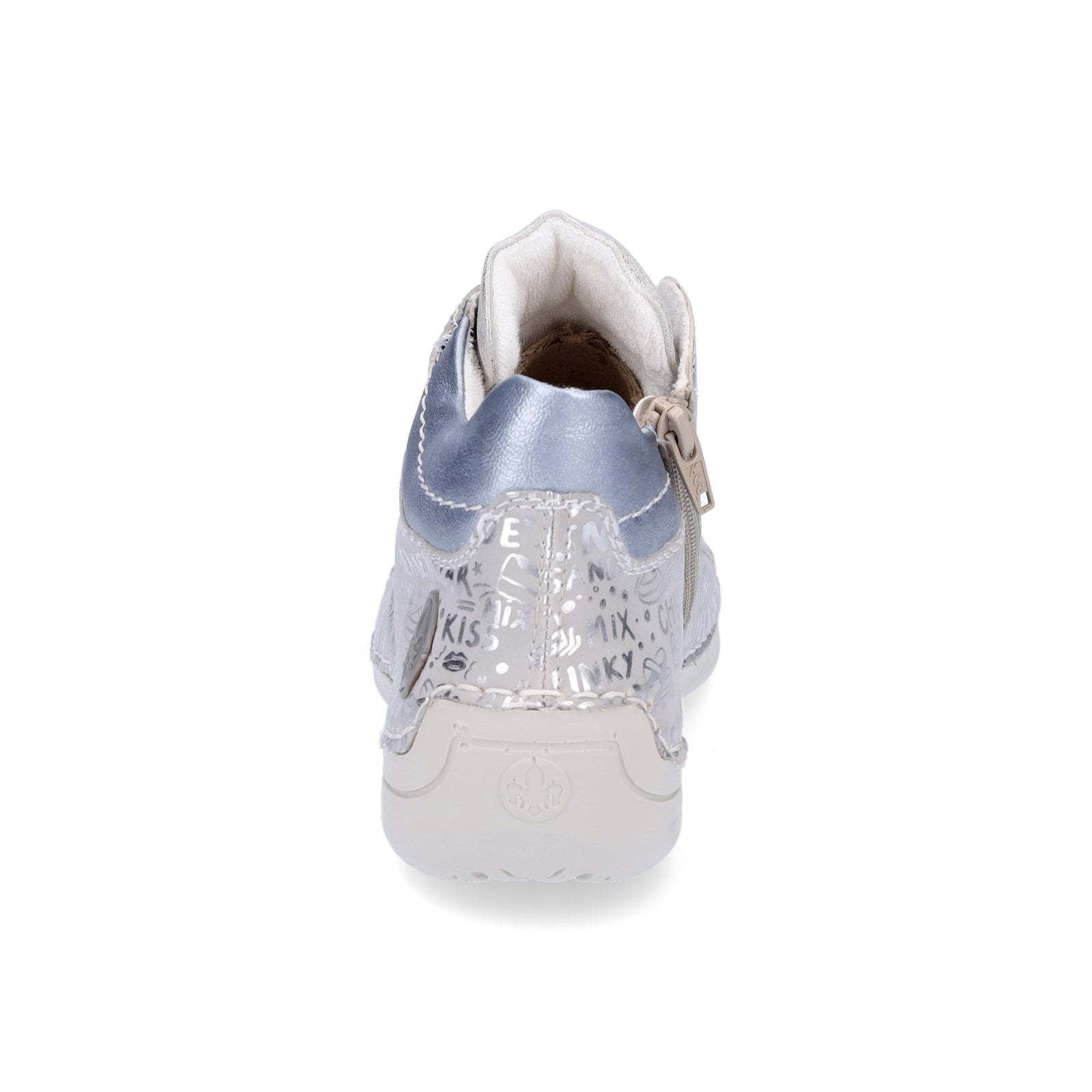 Rieker women's sneakers gray silver graffiti
