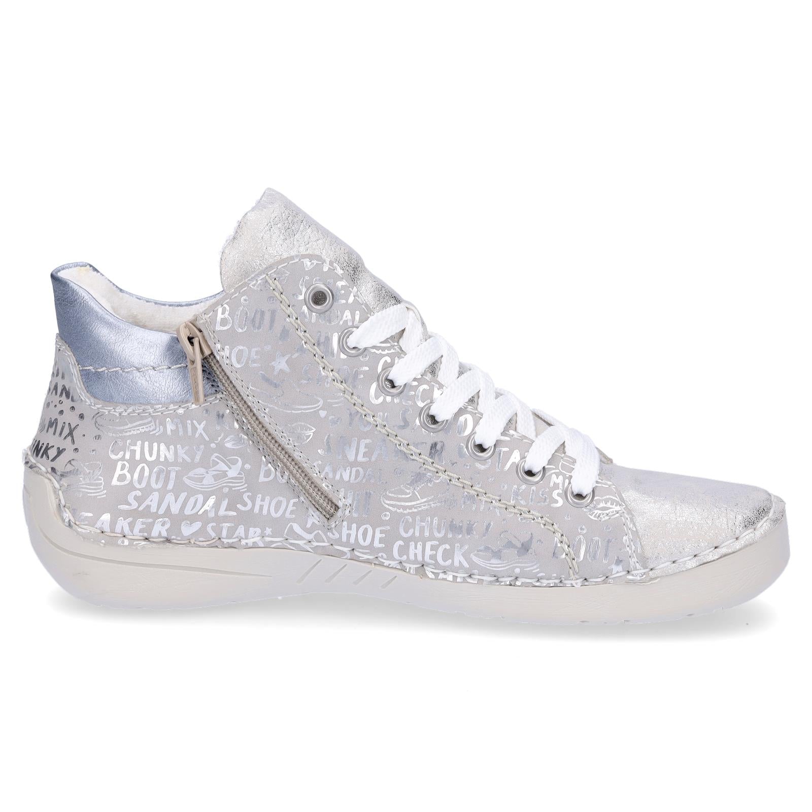 Rieker women's sneakers gray silver graffiti