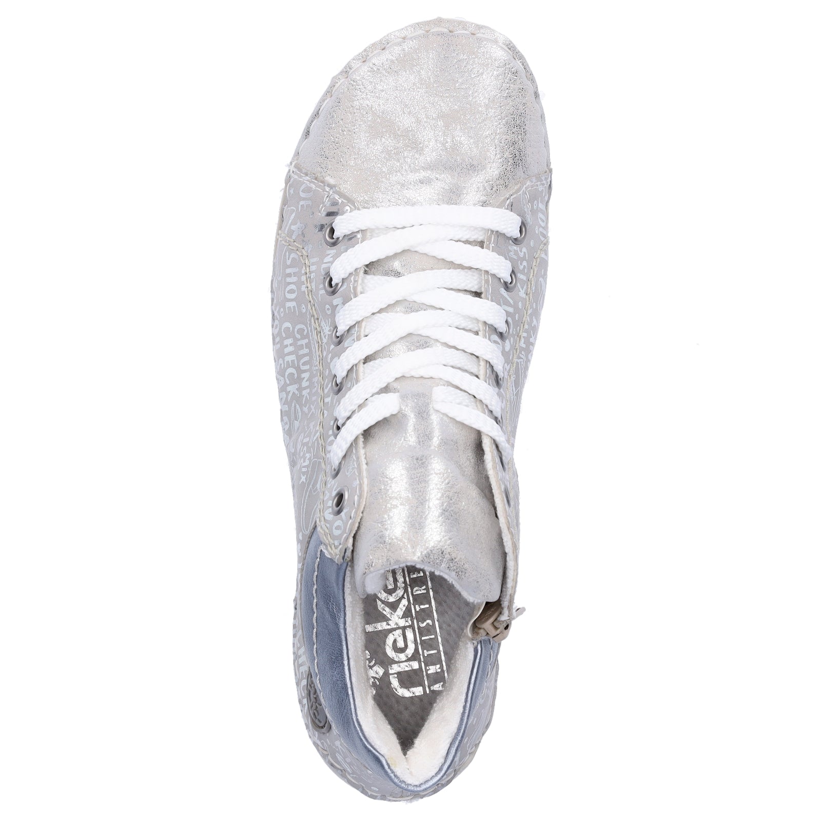 Rieker women's sneakers gray silver graffiti