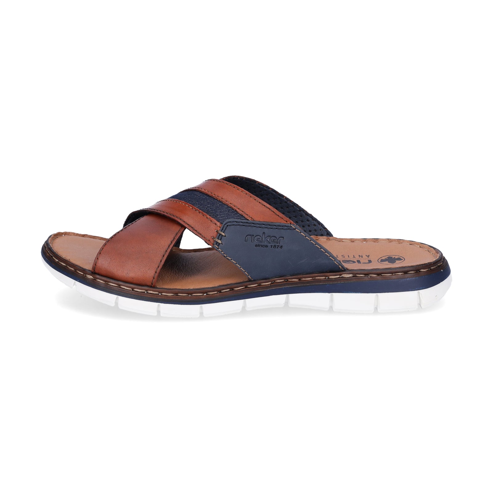 Rieker men's mules brown blue