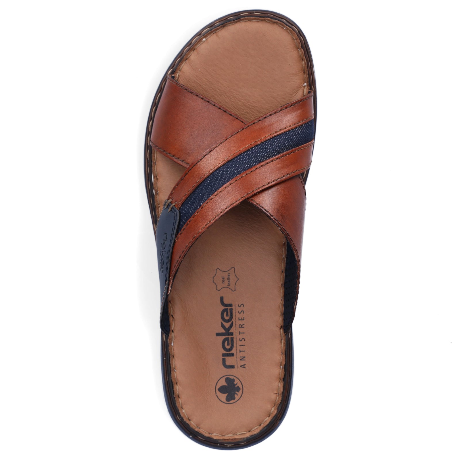 Rieker men's mules brown blue