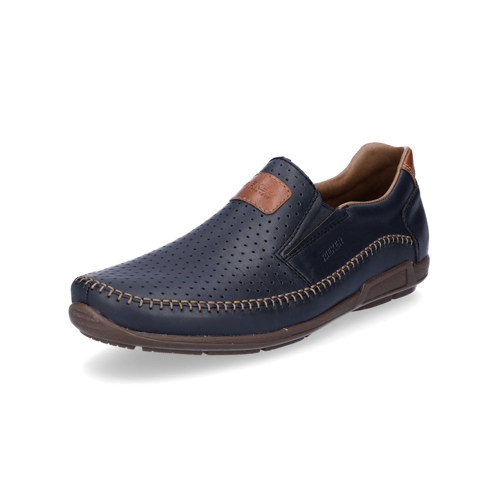 Rieker Herren Leder Slipper blau