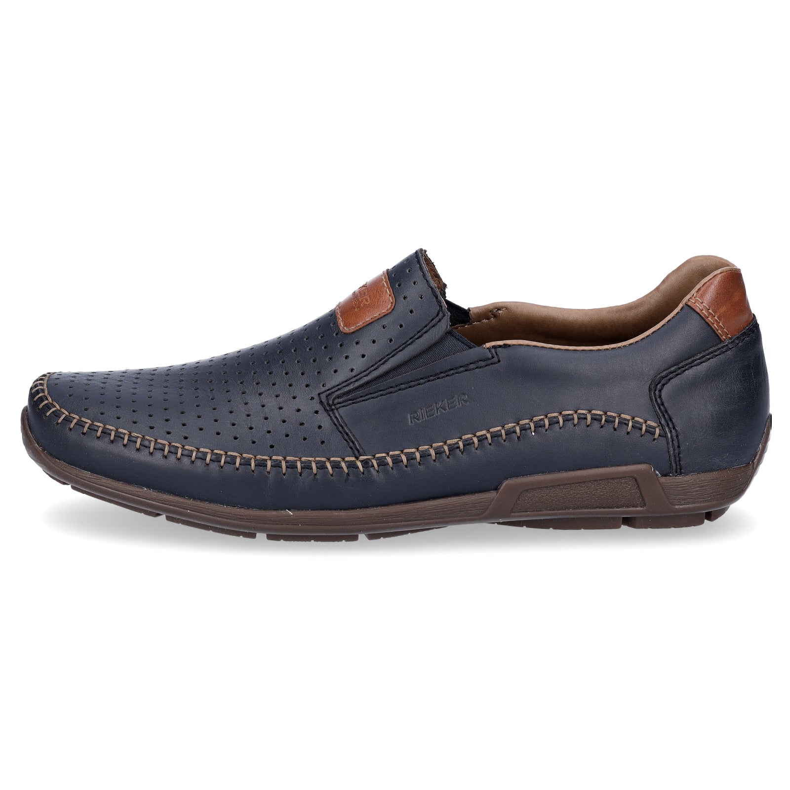 Rieker Herren Leder Slipper blau