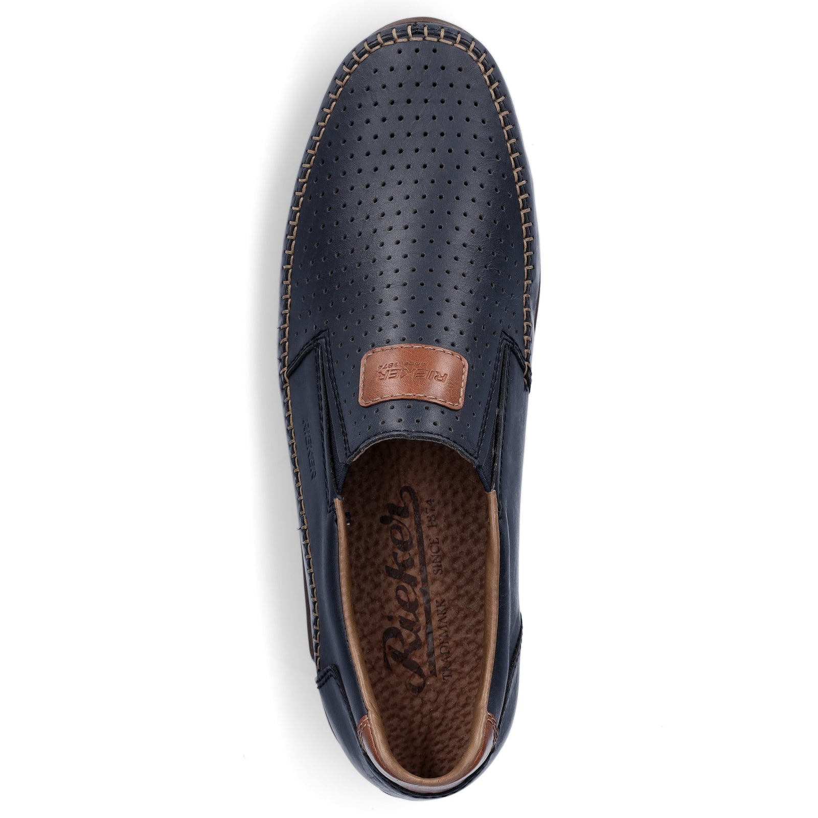Rieker Herren Leder Slipper blau