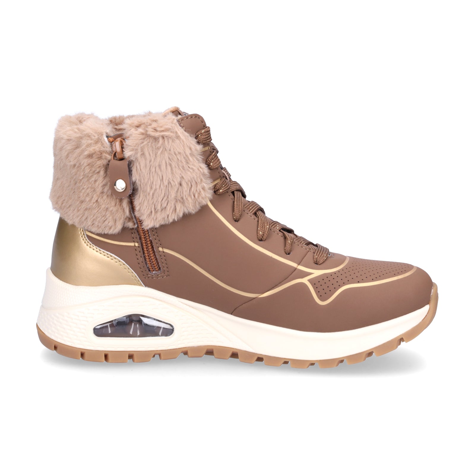 Skechers women's lace-up boot UNO Rugged Fall Shimmer taupe