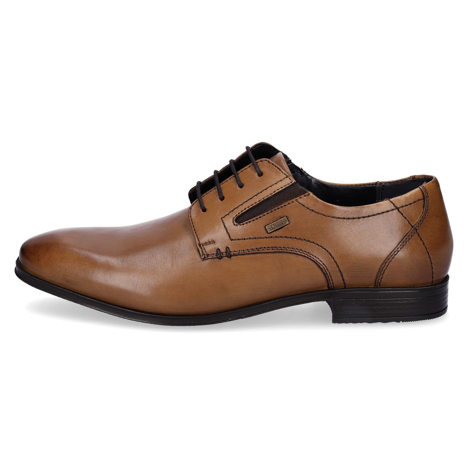 s.Oliver men's leather lace-up shoe cognac brown