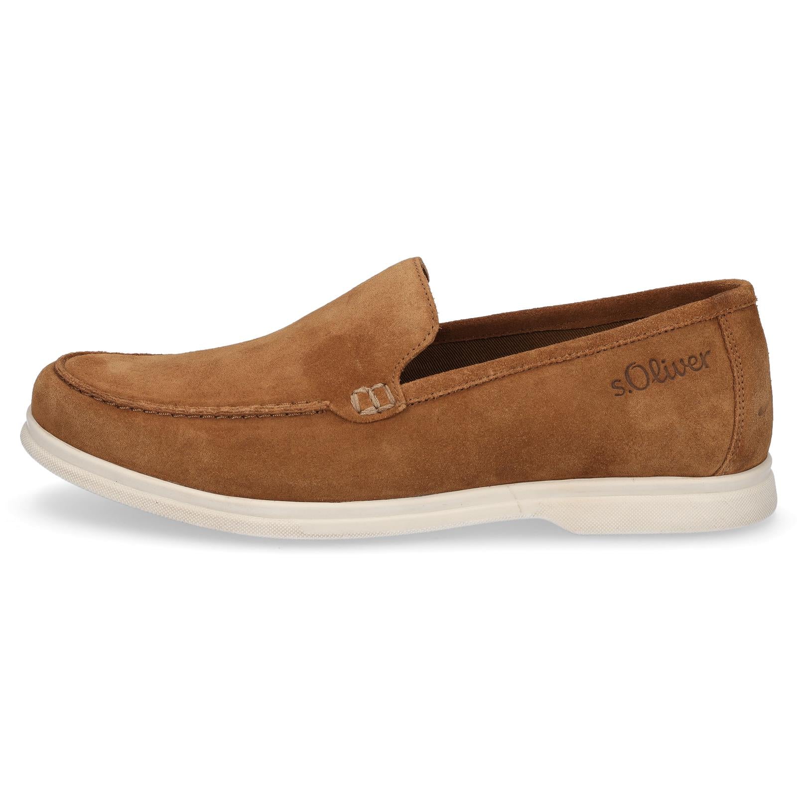s.Oliver men's leather slippers cognac brown
