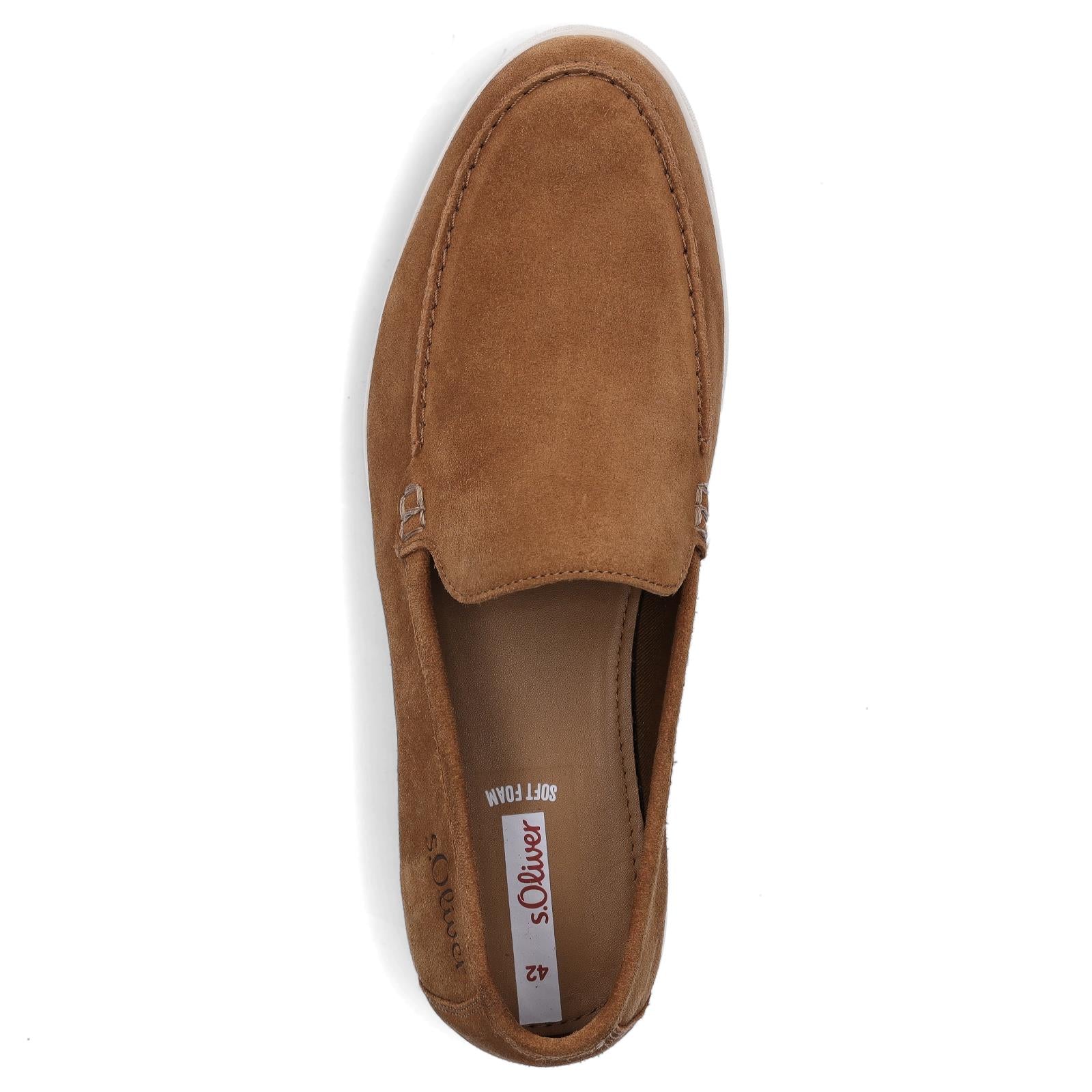 s.Oliver men's leather slippers cognac brown