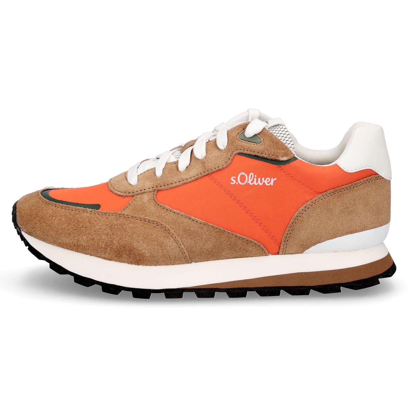 s.Oliver men's leather sneakers orange brown