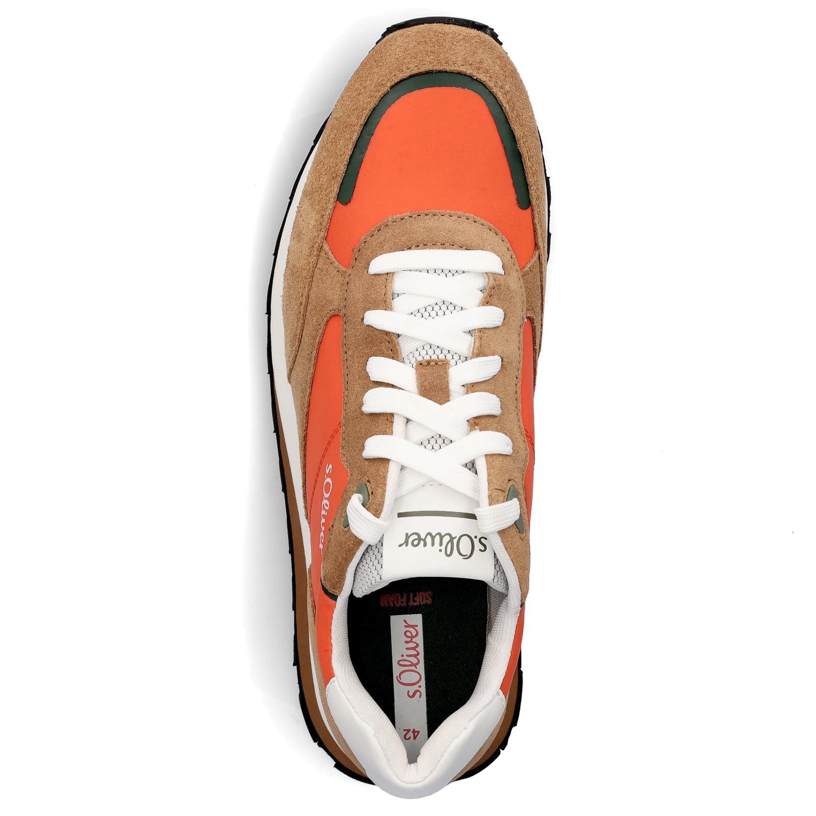s.Oliver men's leather sneakers orange brown