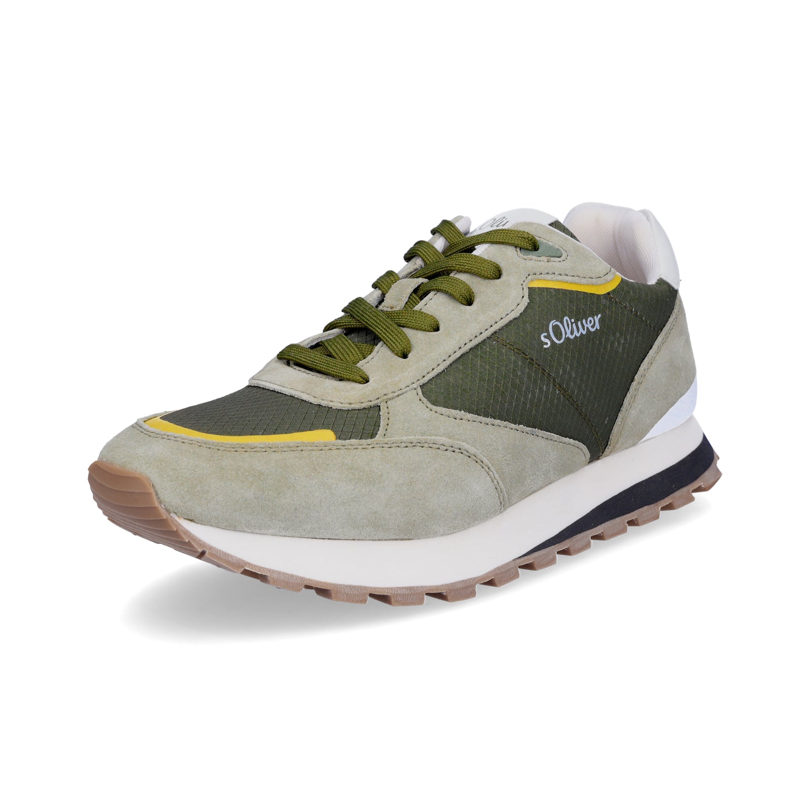 s.Oliver men's leather sneakers khaki green
