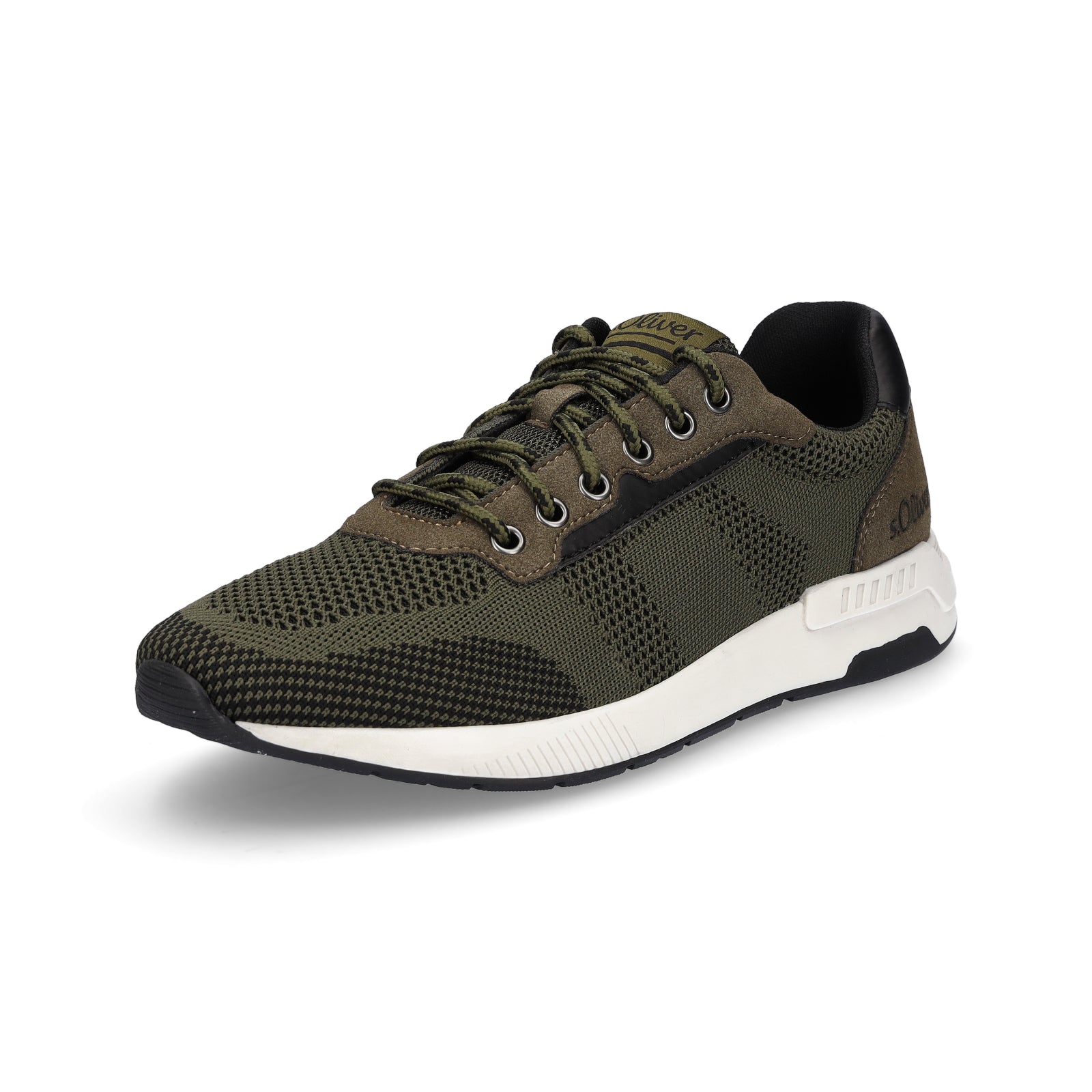 s.Oliver men's knitted sneakers khaki green