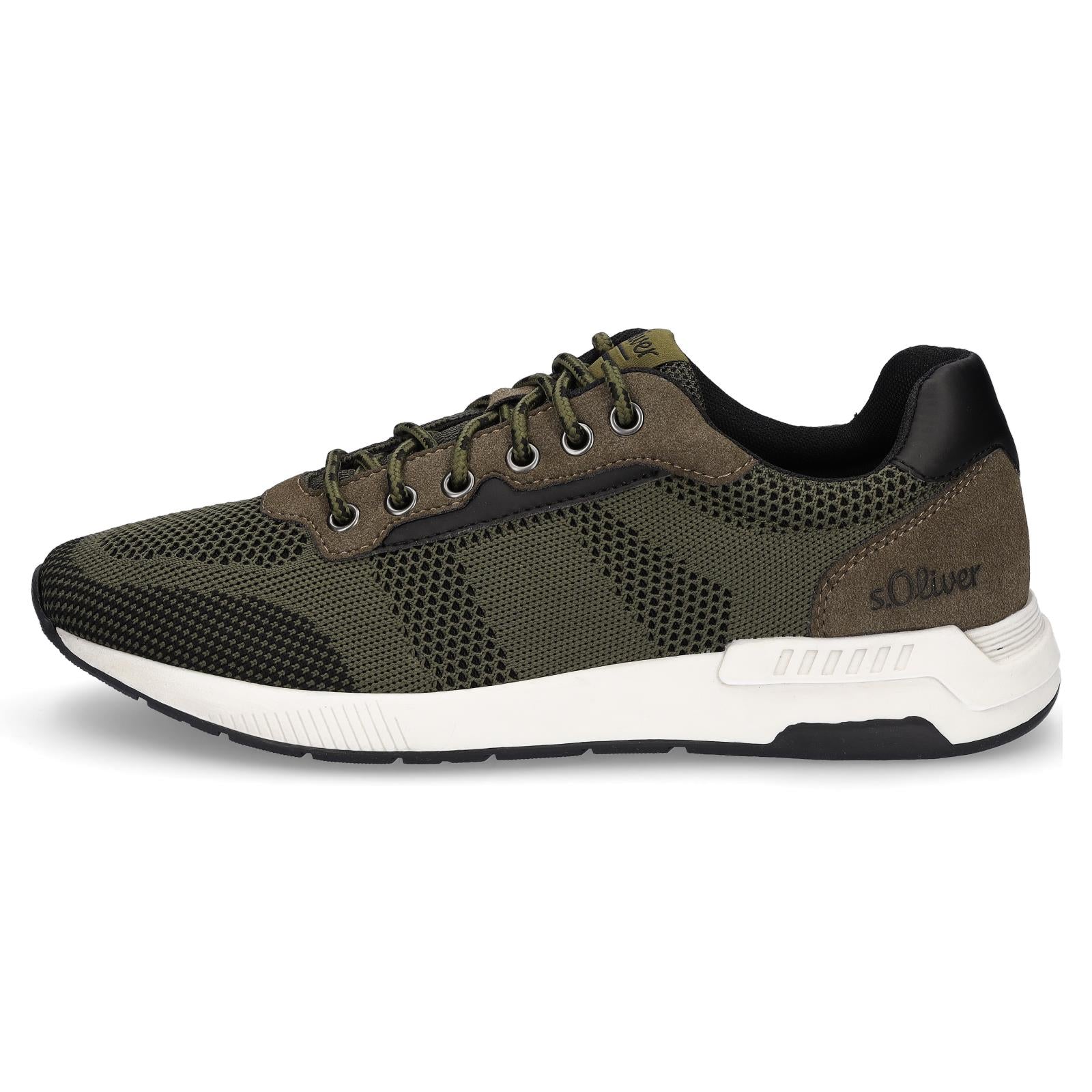 s.Oliver men's knitted sneakers khaki green