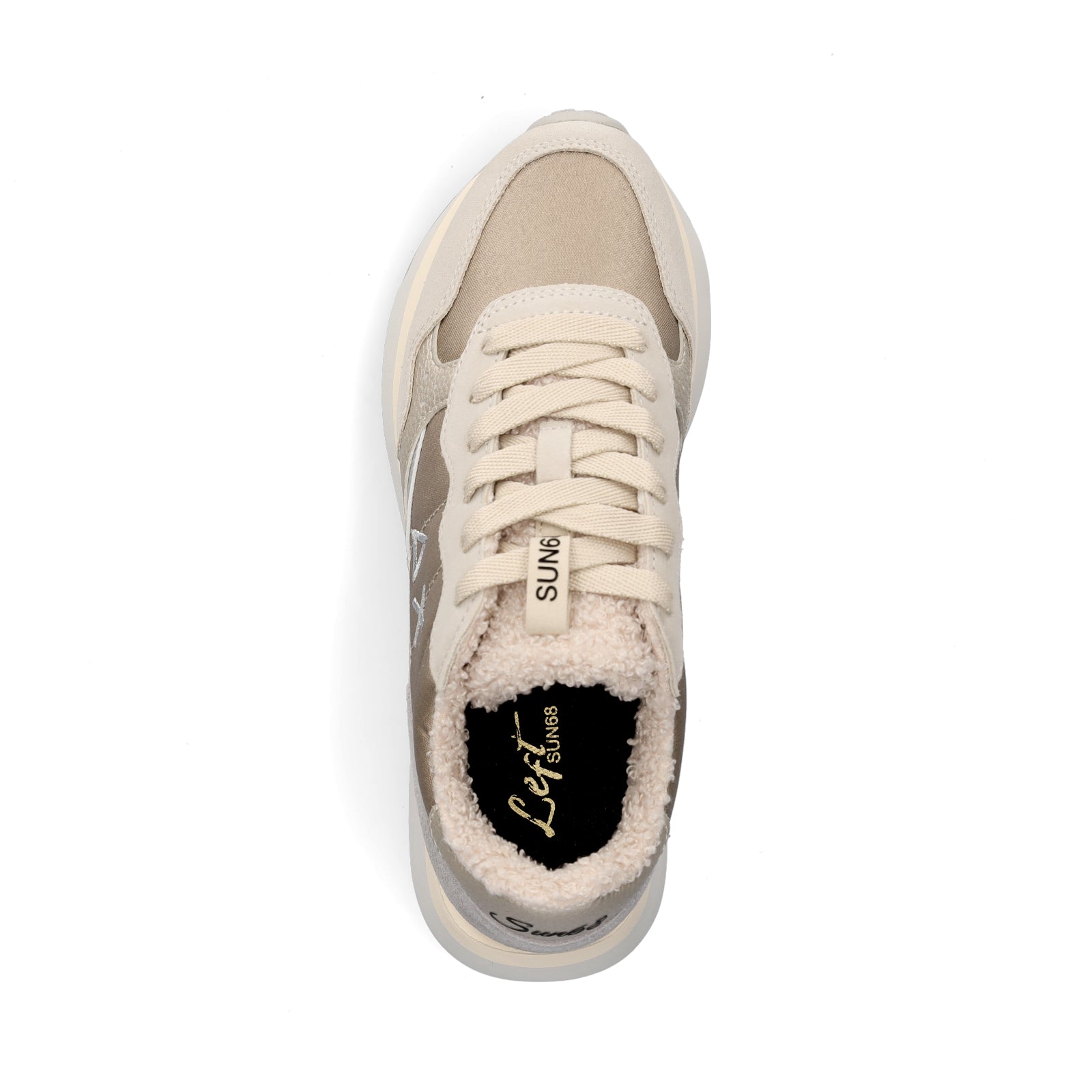Sun68 Damen Sneaker Big Ally Teddy Fur beige gold