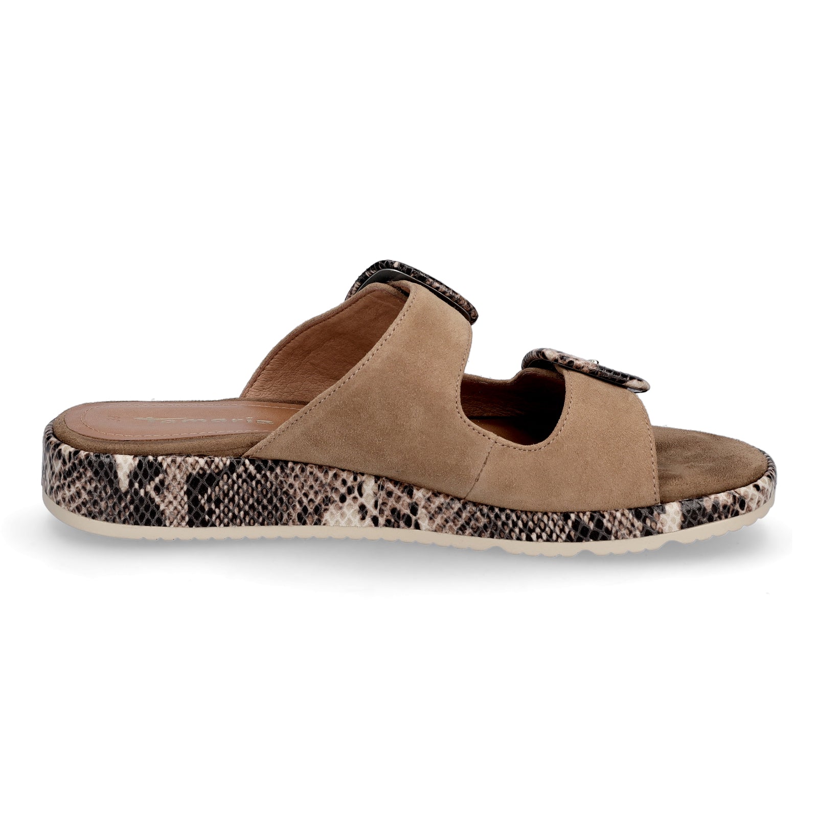 Tamaris women's mules beige python