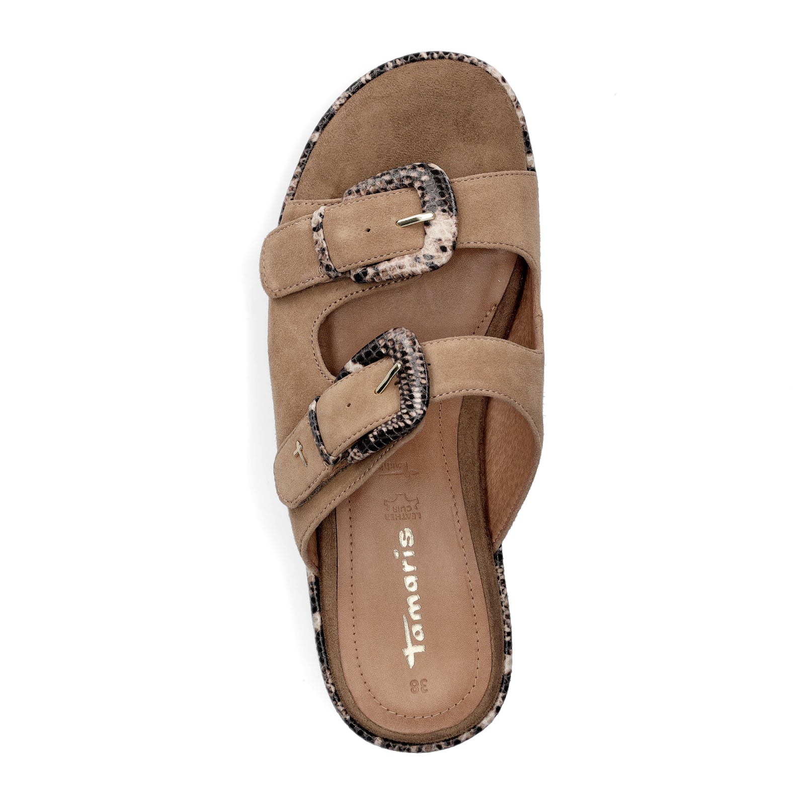 Tamaris women's mules beige python