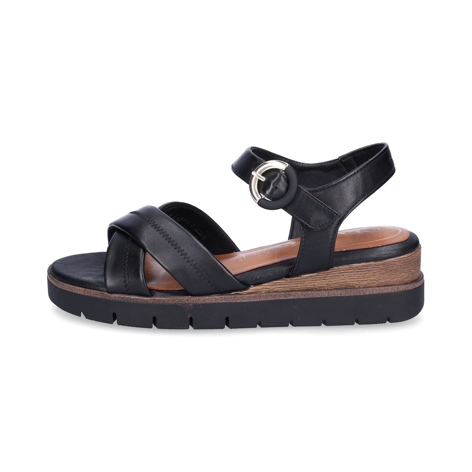 Tamaris women's wedge sandals black