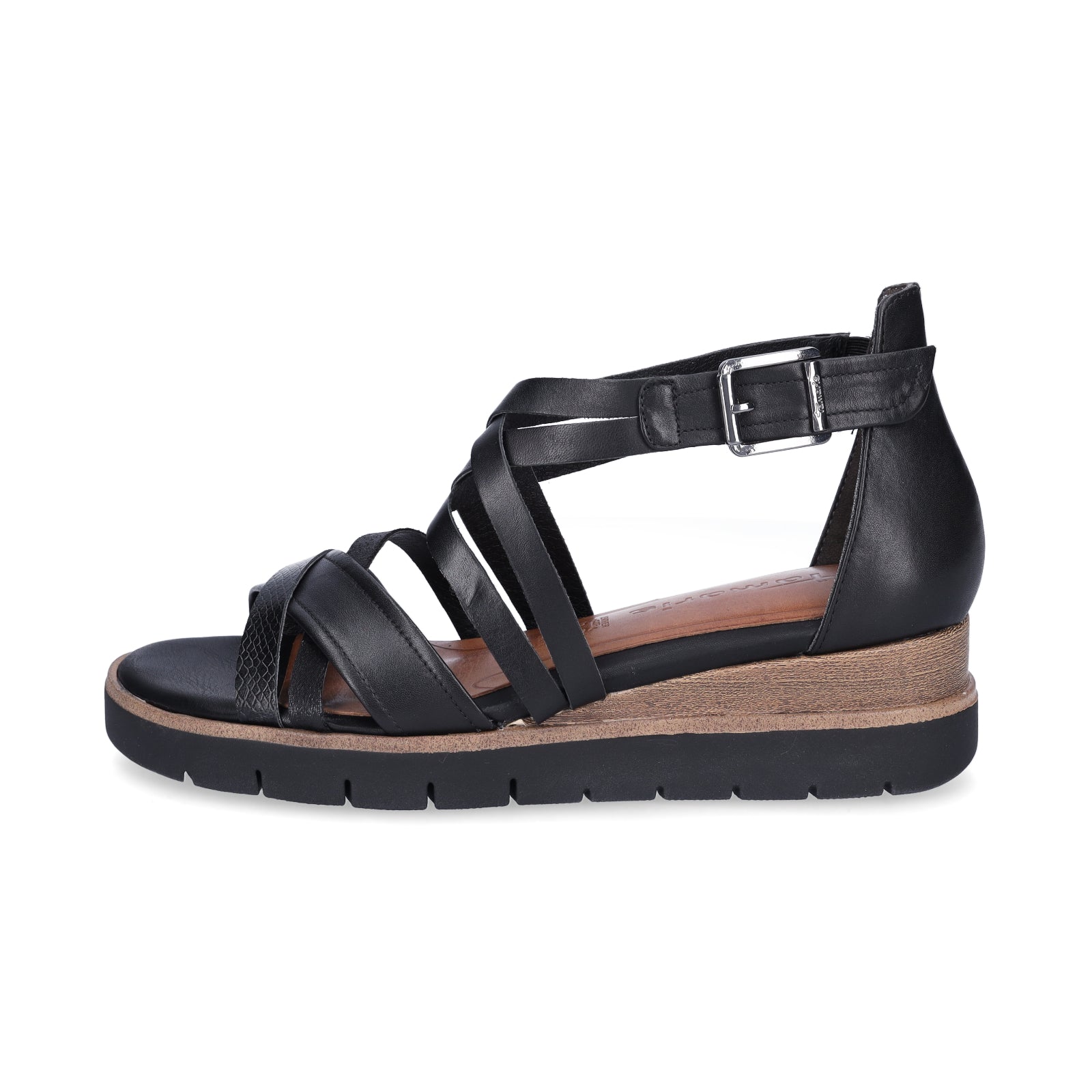 Tamaris women's wedge sandals black