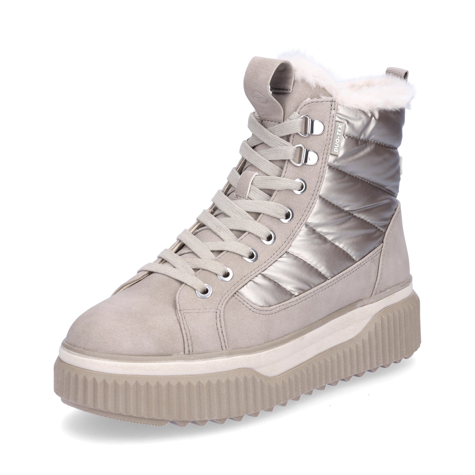 Tamaris Damen Schnürboot beige metallic