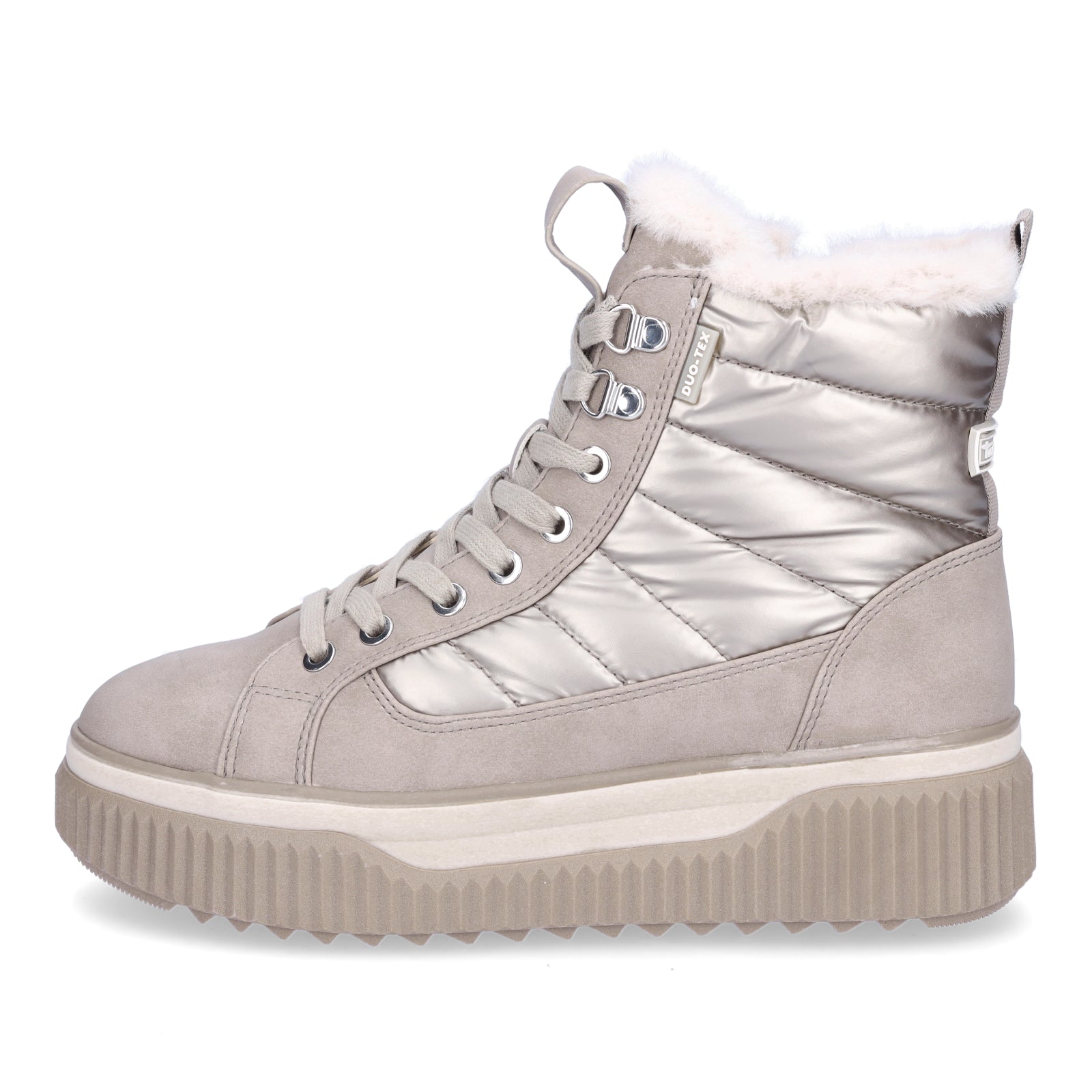 Tamaris Damen Schnürboot beige metallic