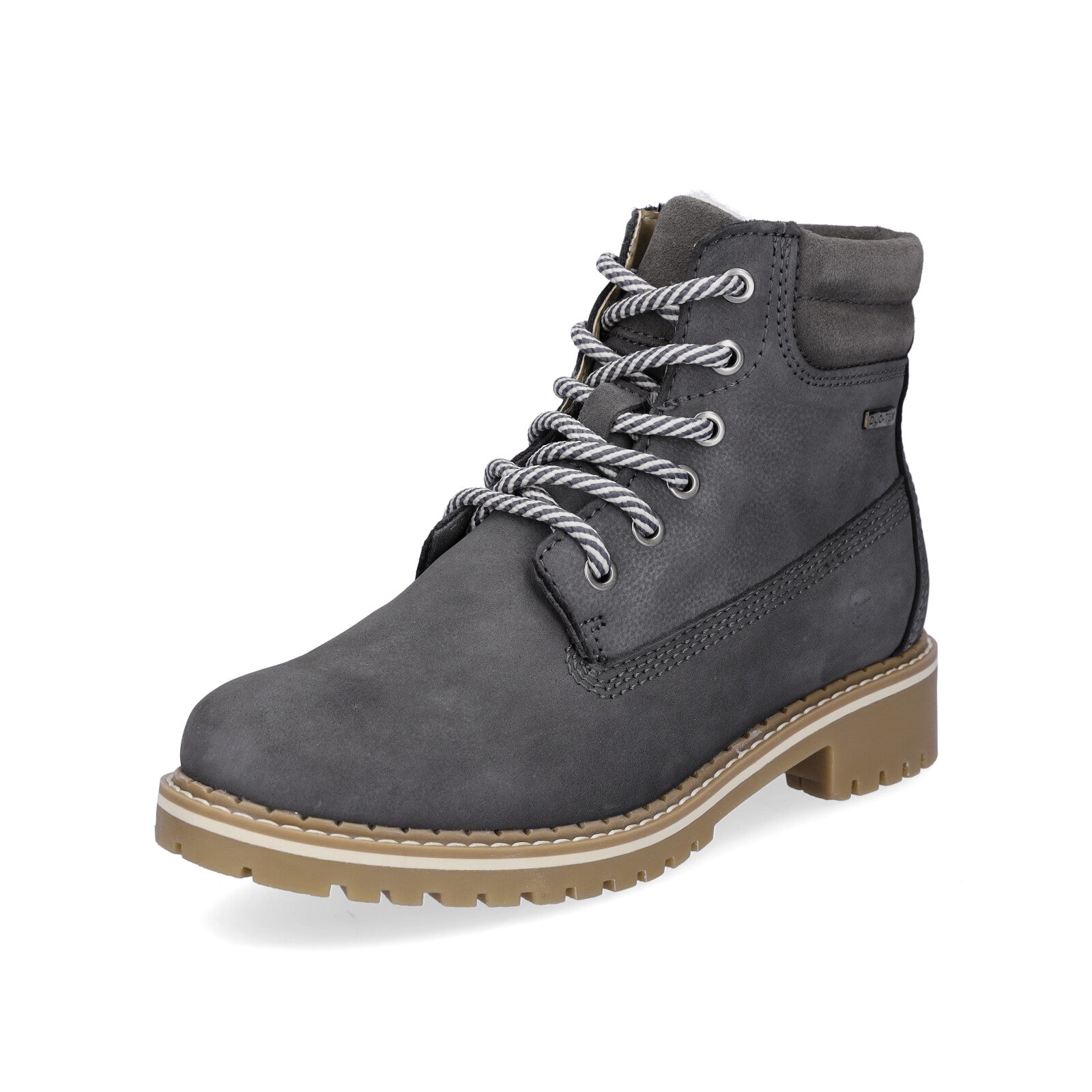 Tamaris women's leather lace-up boot dark grey