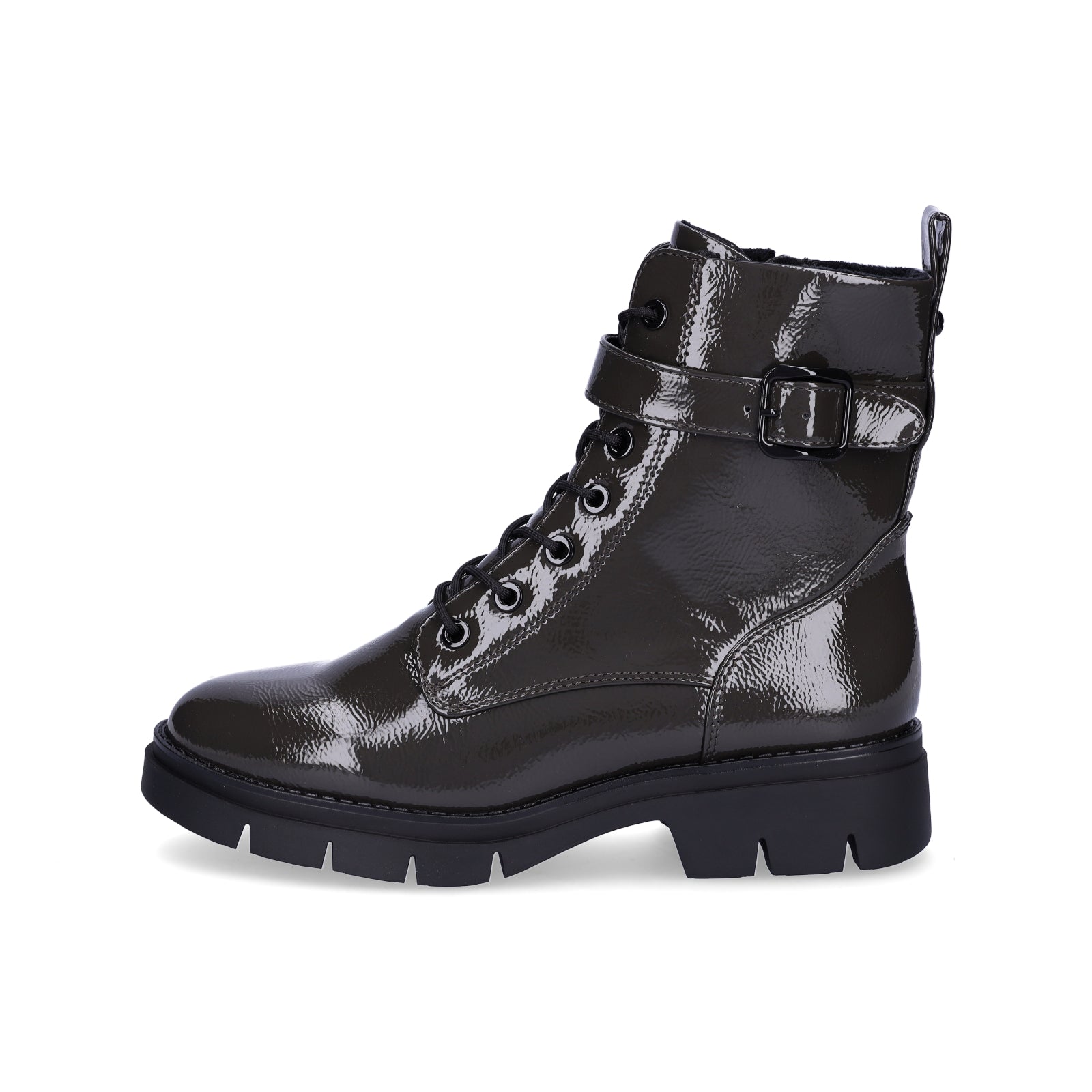 Tamaris women's lace-up boots olive patent