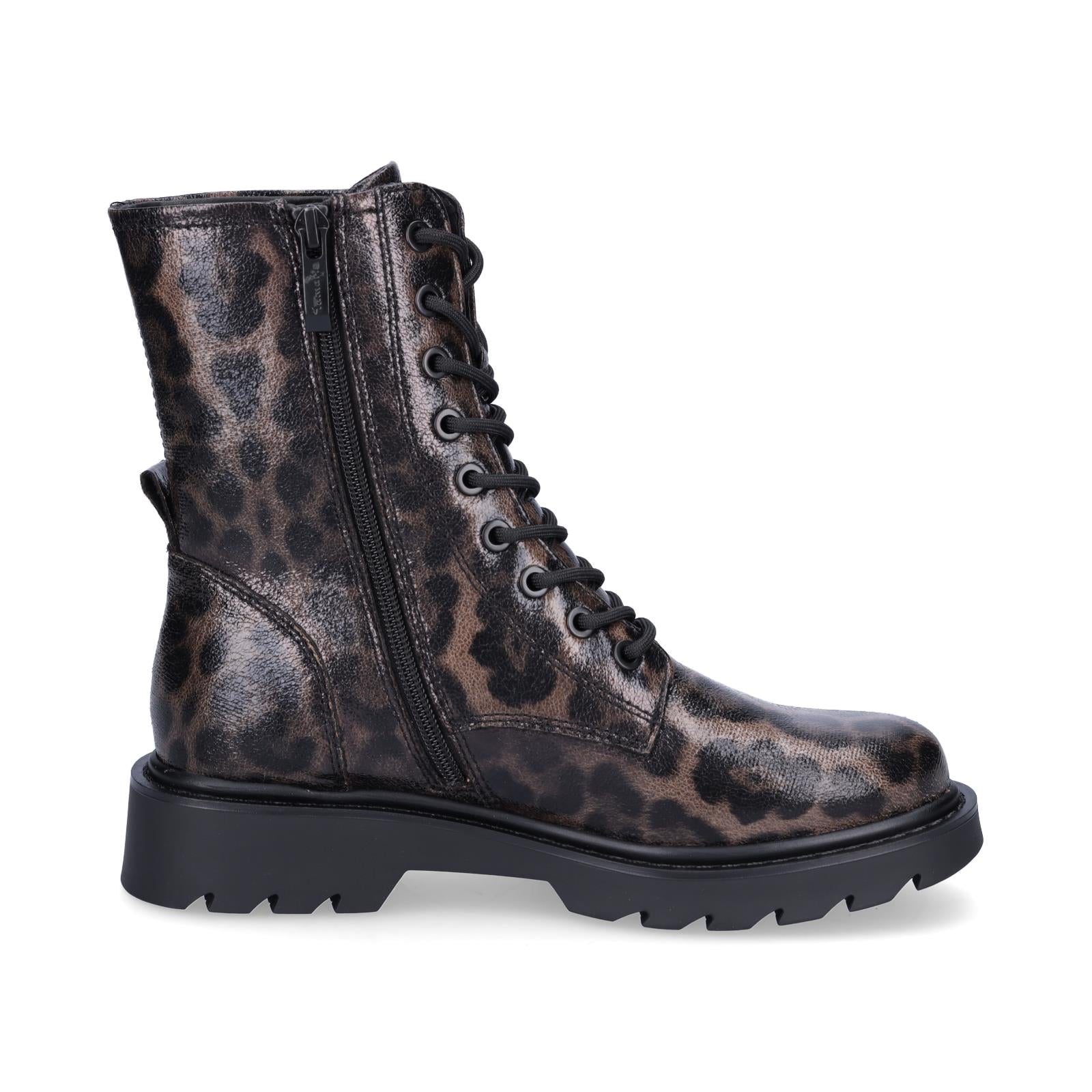 Tamaris Damen Schnürboot schwarz Leo