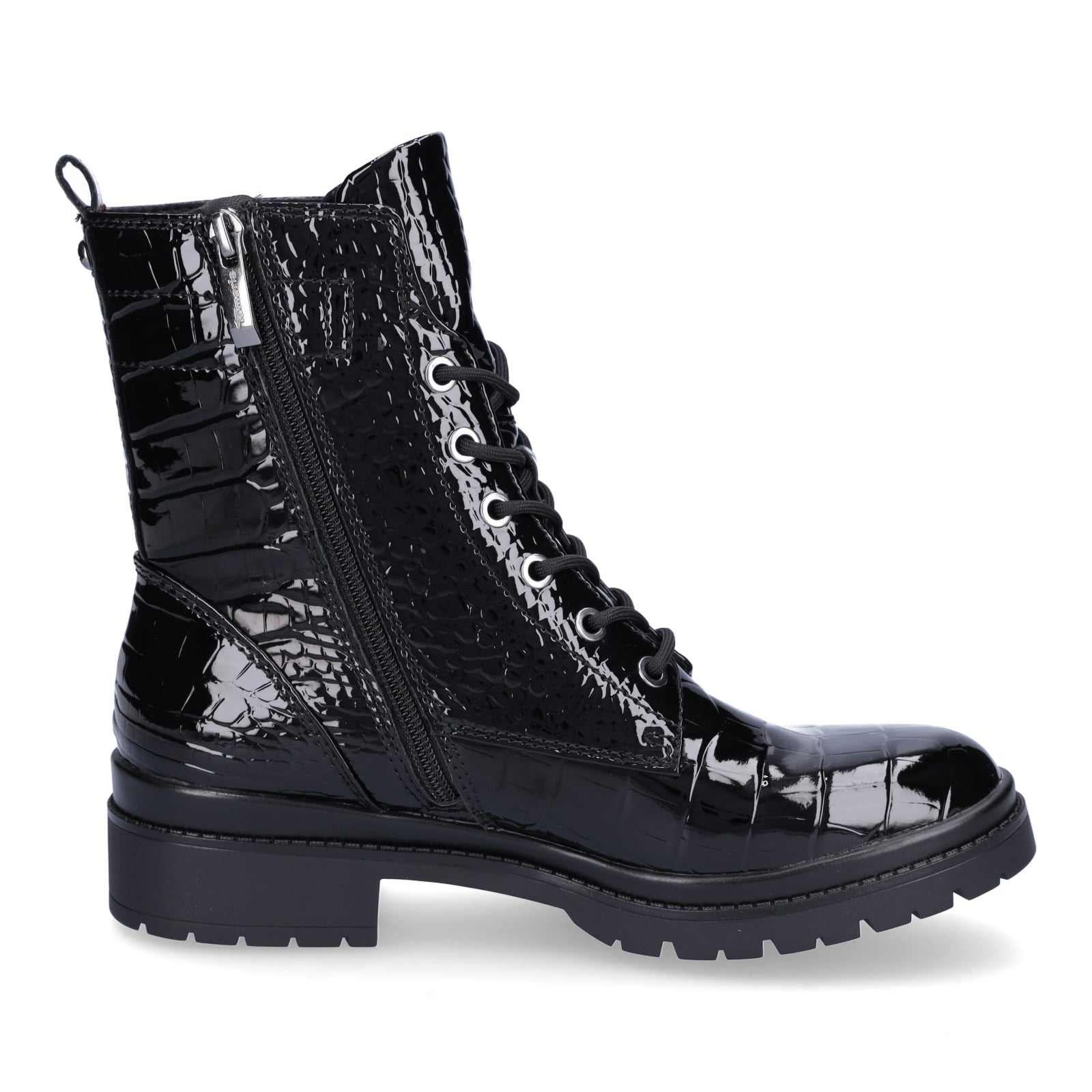 Tamaris Damen Schnürboot schwarz croco