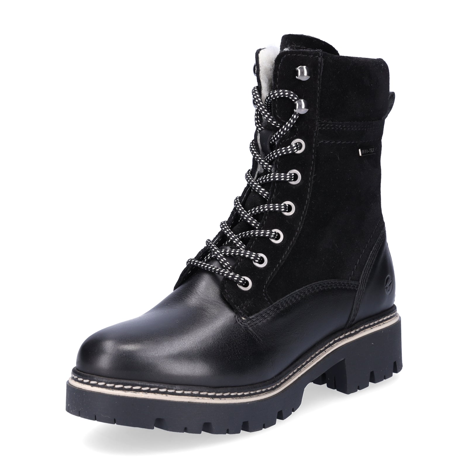 Tamaris women's leather lace-up boot black