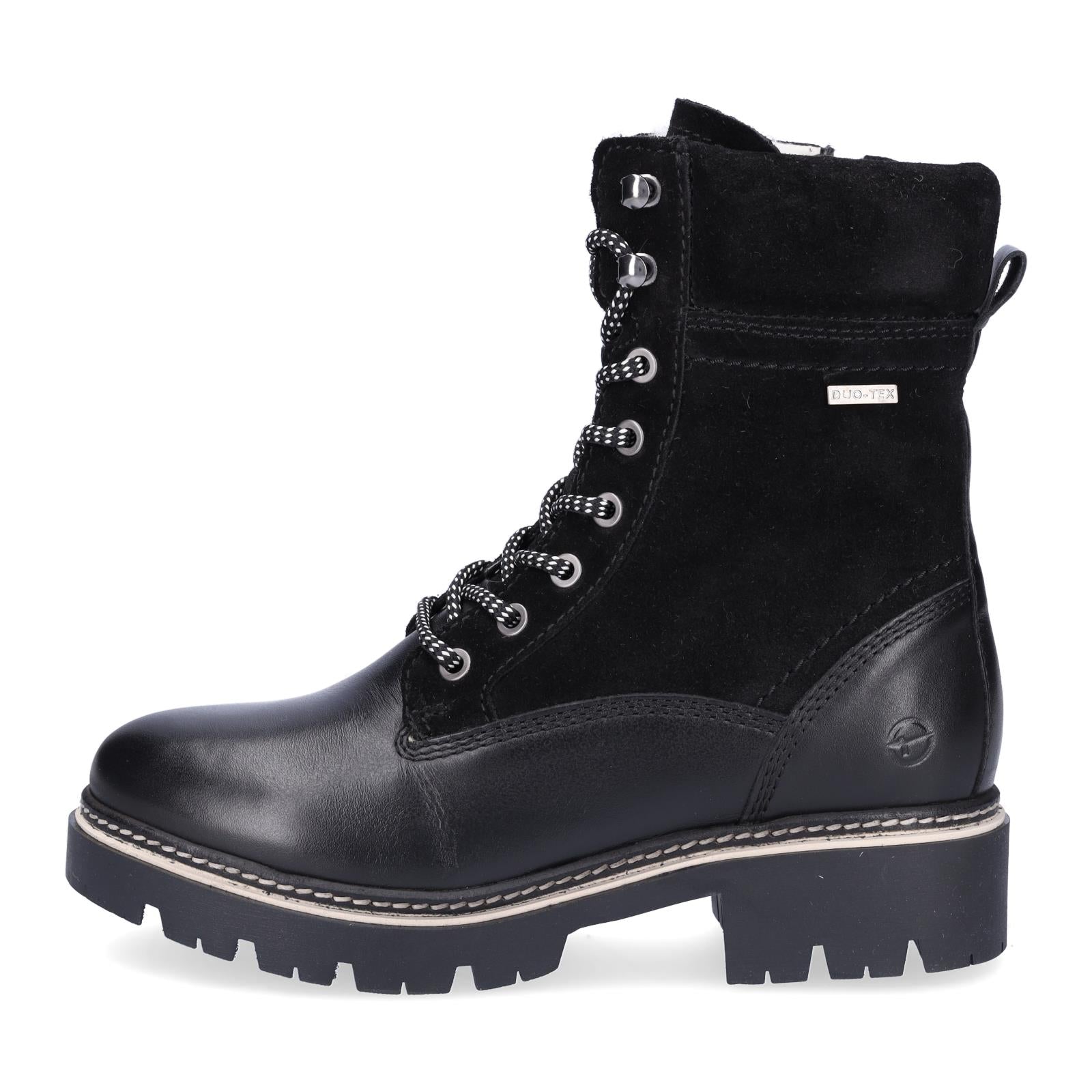 Tamaris women's leather lace-up boot black