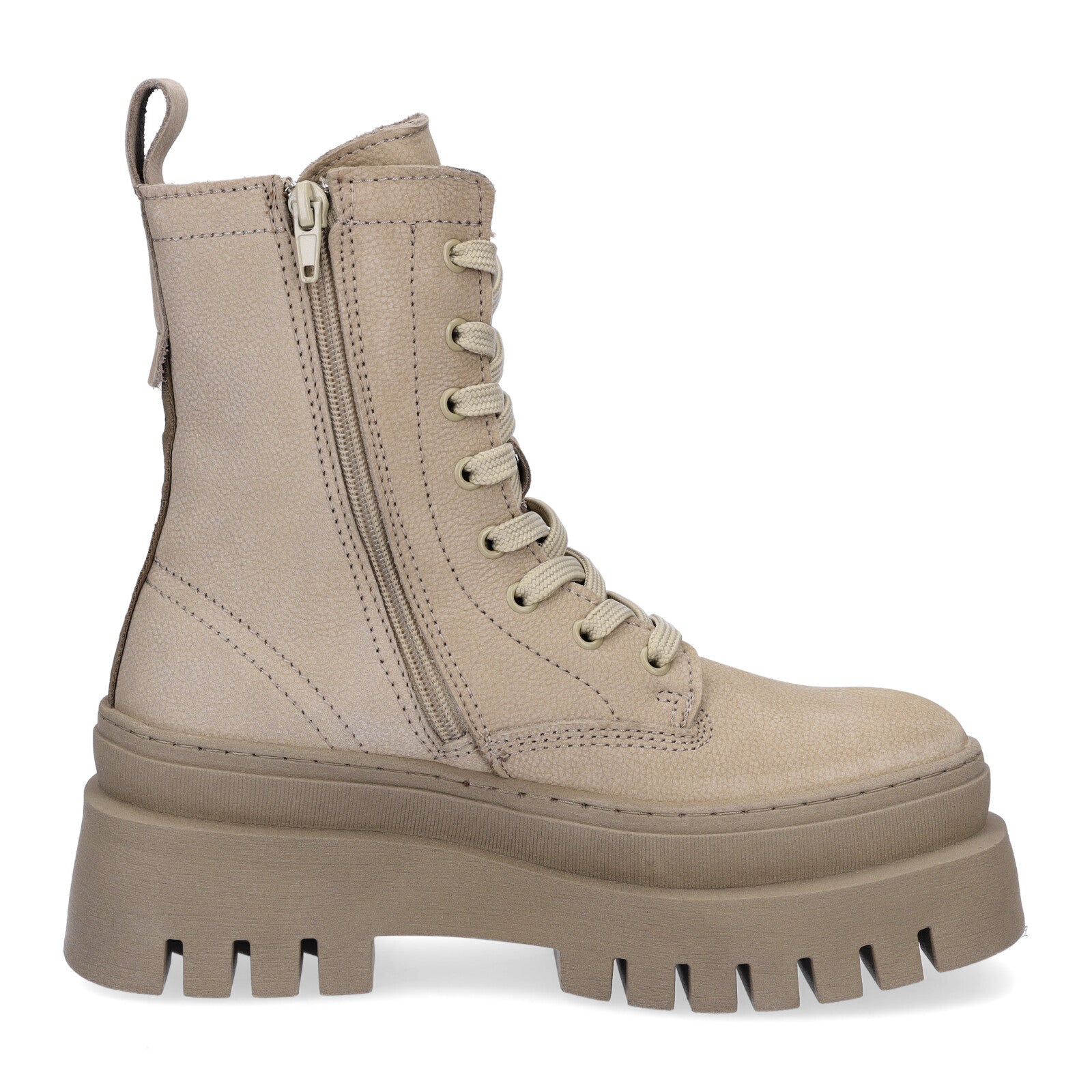 Tamaris women's leather lace-up boot taupe