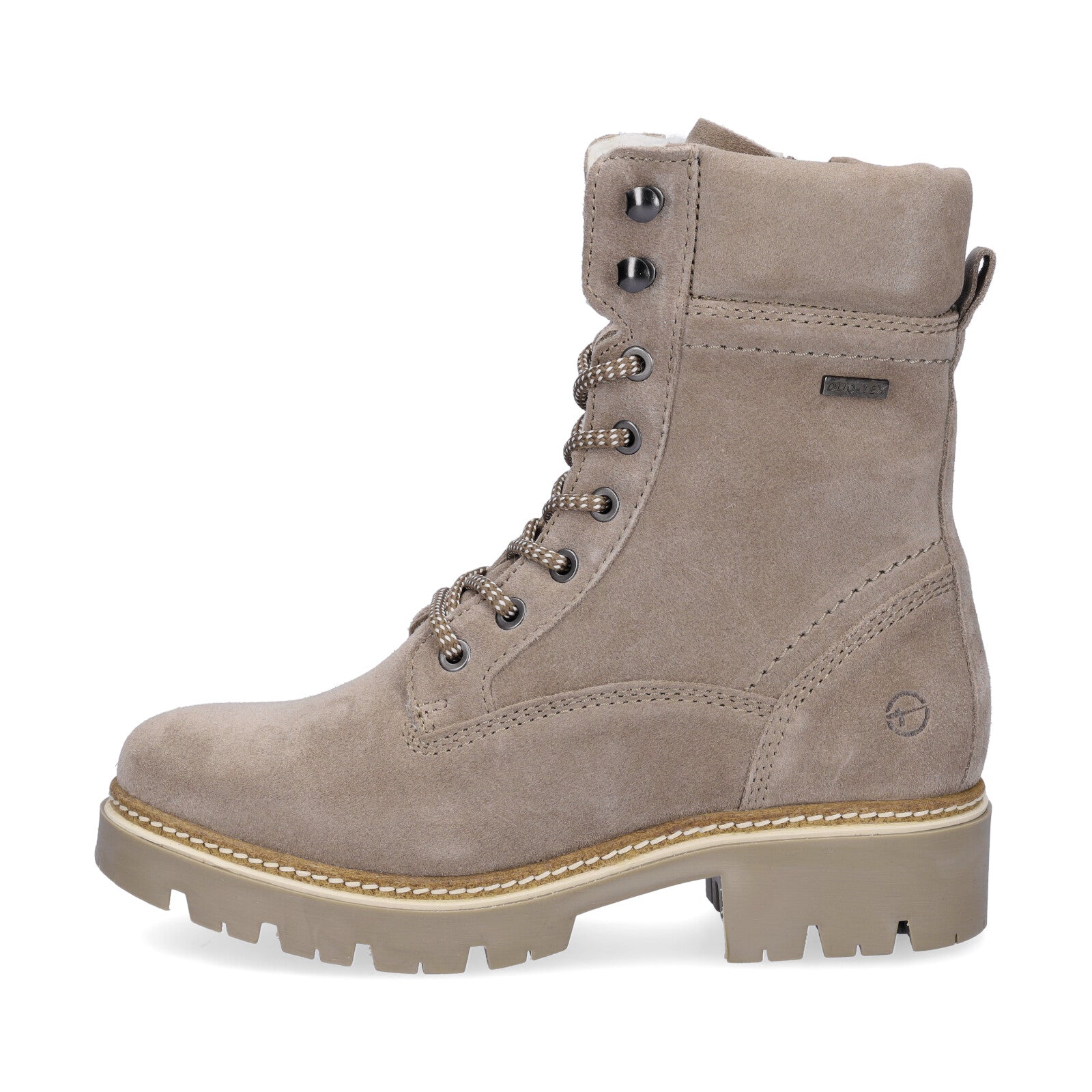 Tamaris women's leather lace-up boot taupe