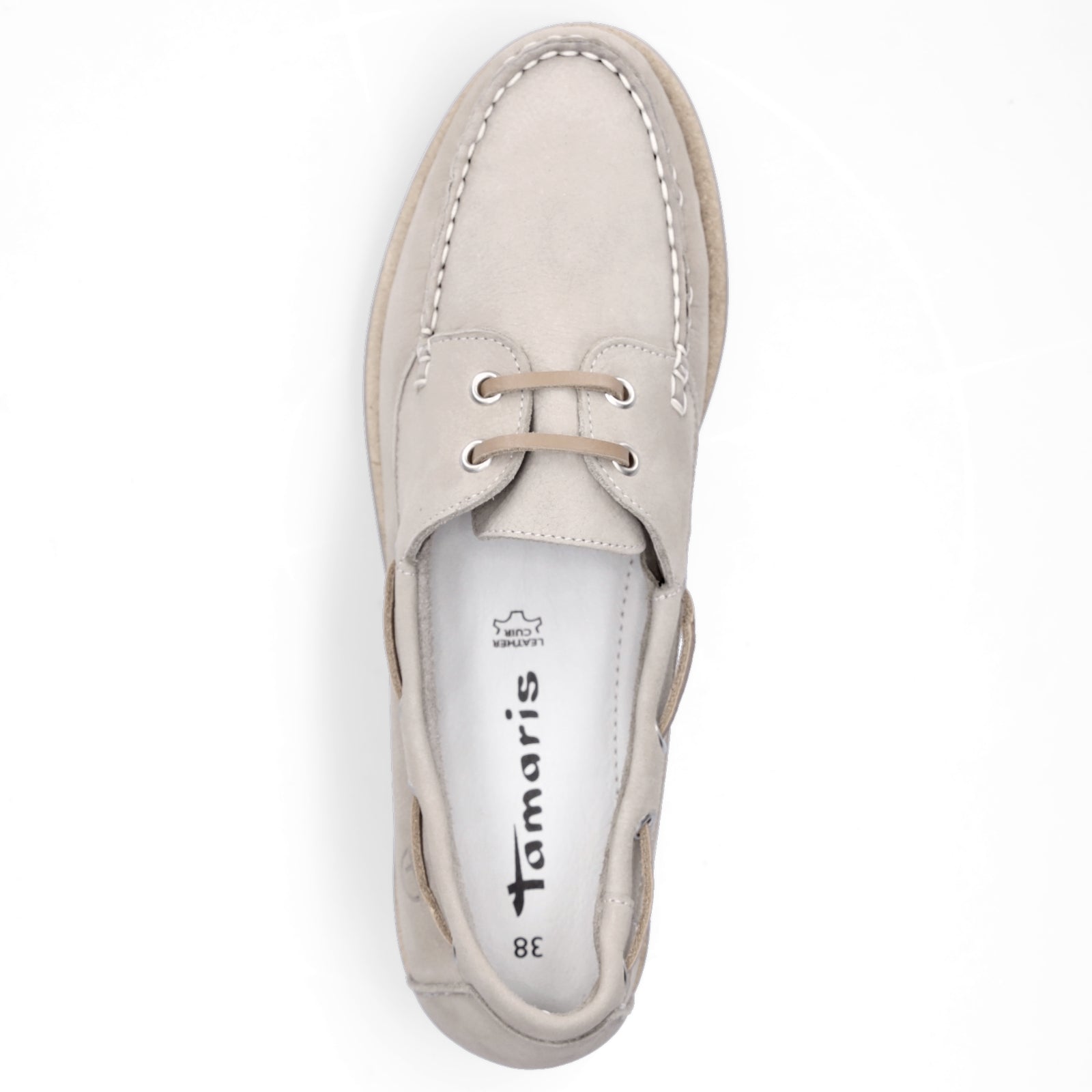 Tamaris women's leather moccassion taupe