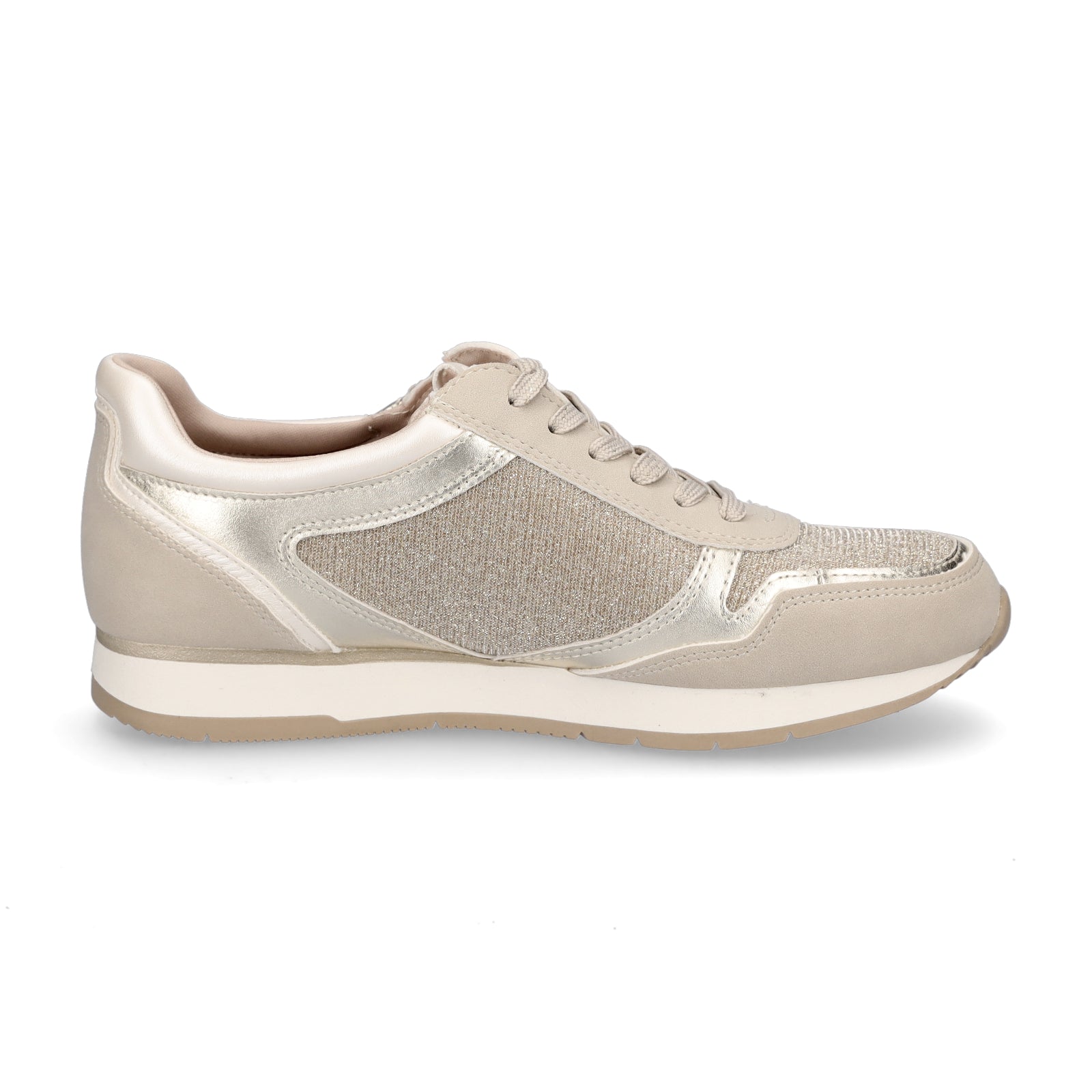 Tamaris Damen Sneaker beige gold Glitzer
