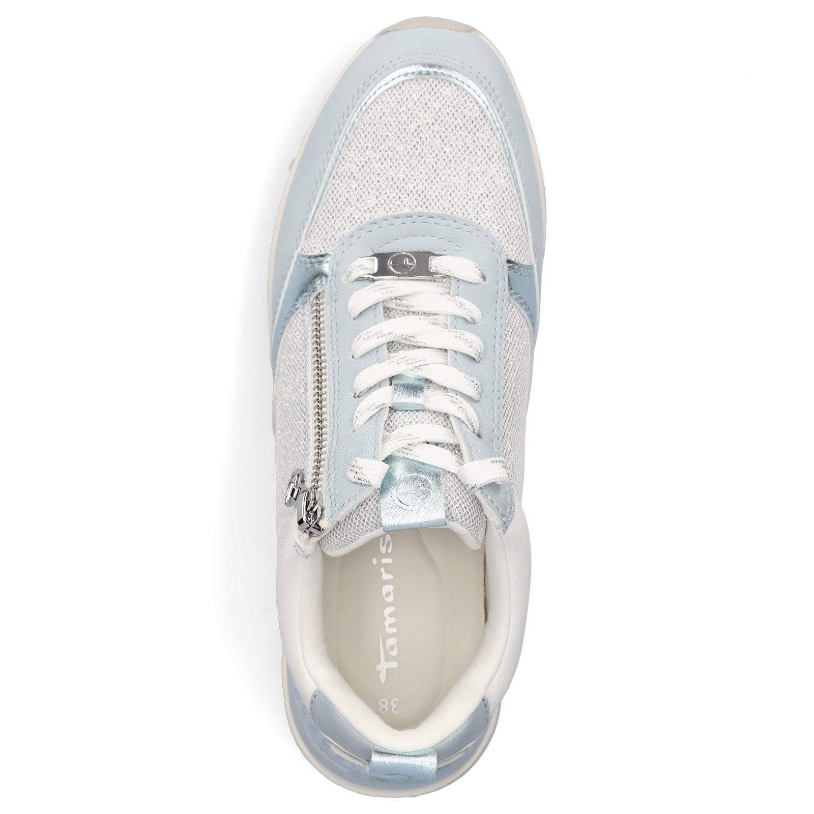 Tamaris Damen Sneaker hellblau Glitzer
