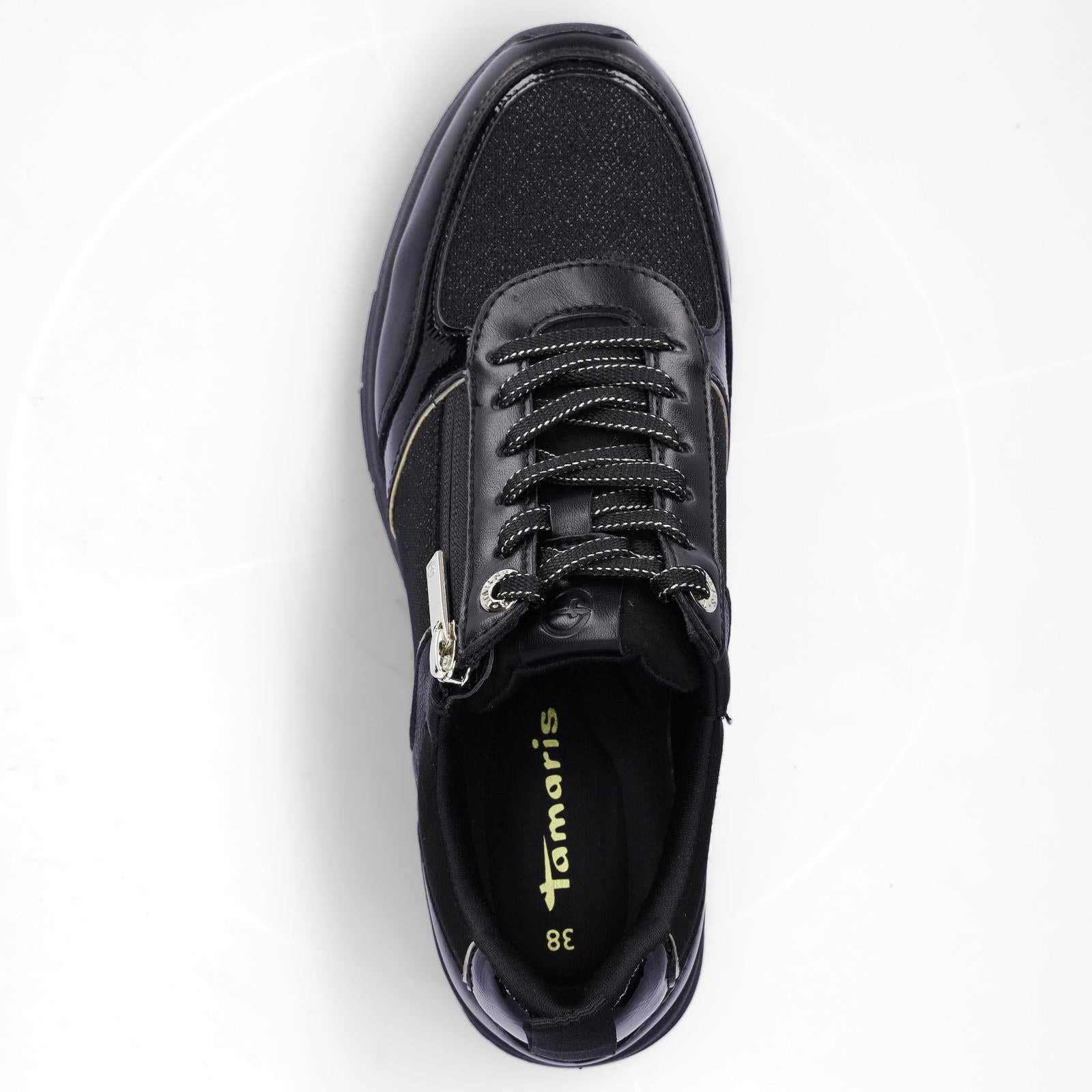Tamaris Damen Sneaker schwarz gold