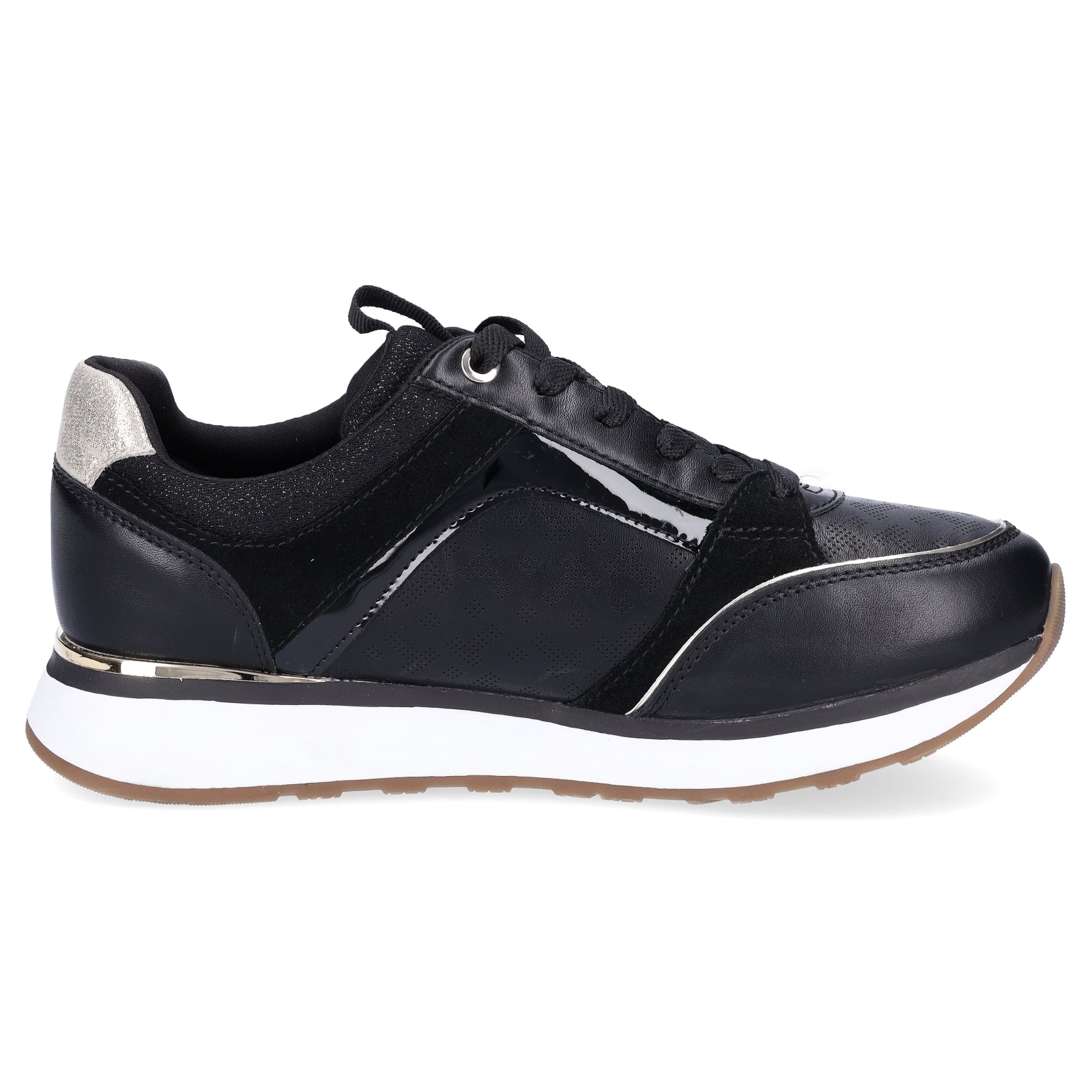 Tamaris women's leather sneakers black gold