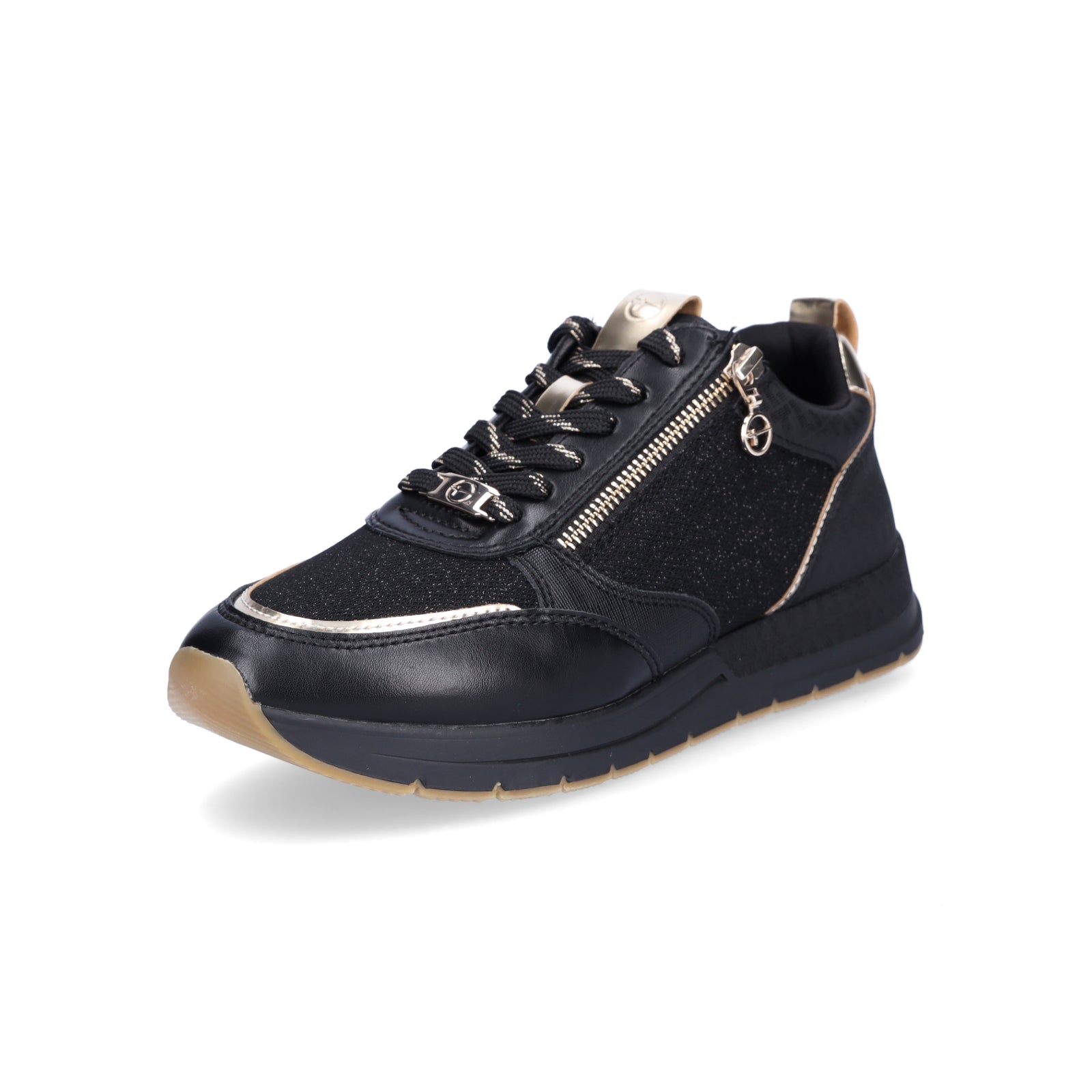 Tamaris Damen Sneaker schwarz gold Glitzer