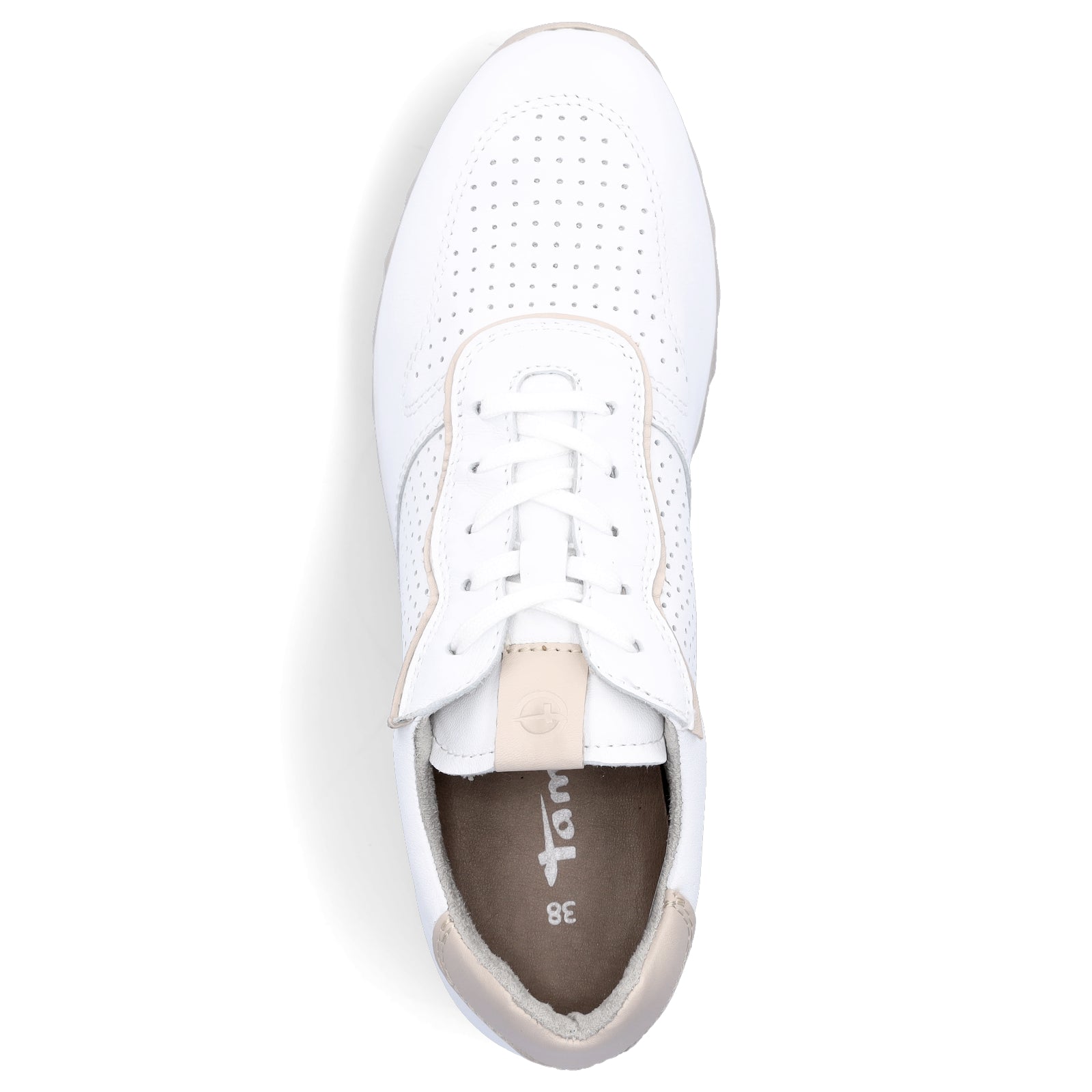 Tamaris Damen Leder Sneaker weiß natur