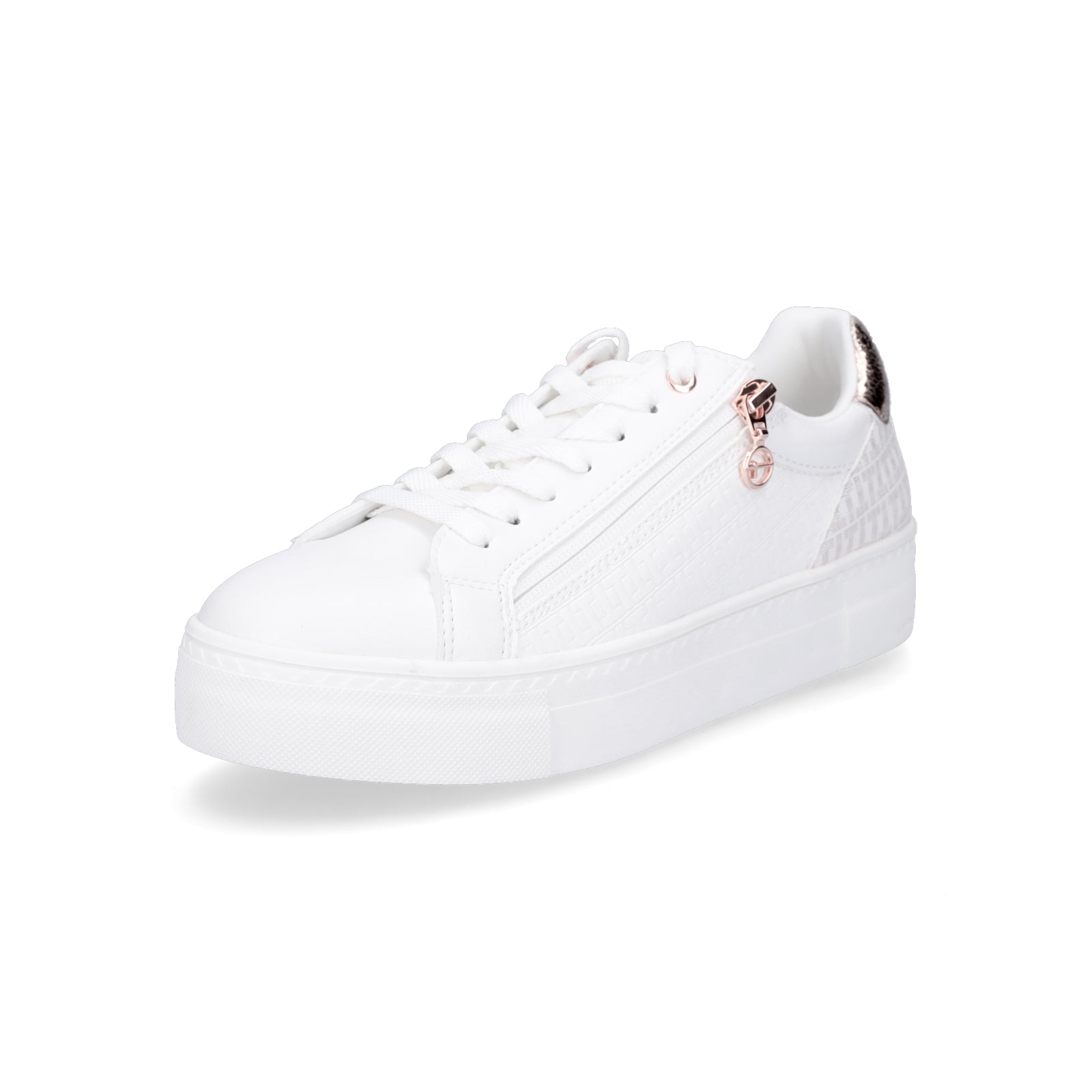 Tamaris Damen Plateau Sneaker weiß roségold