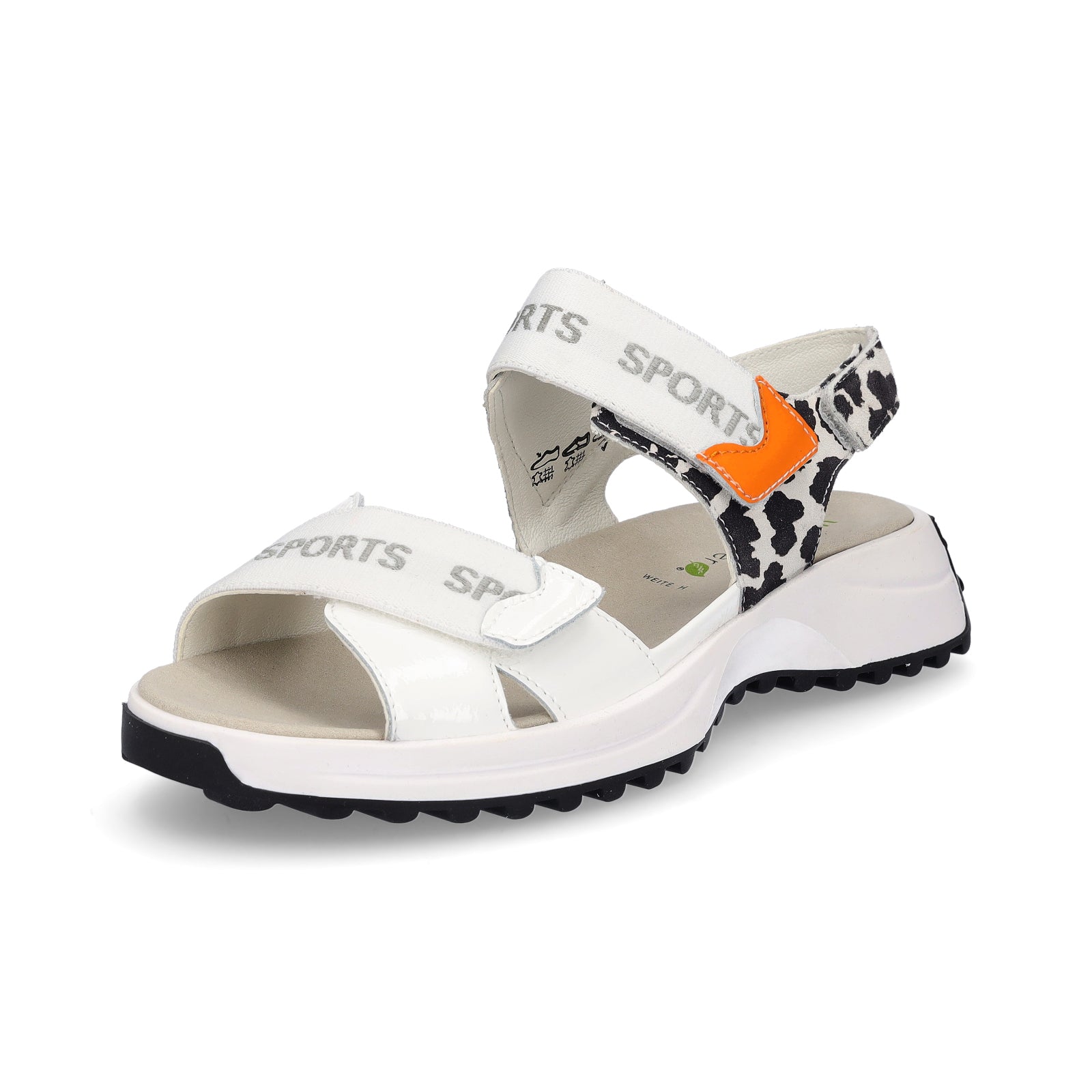 Waldläufer women's sandals white animal print patent