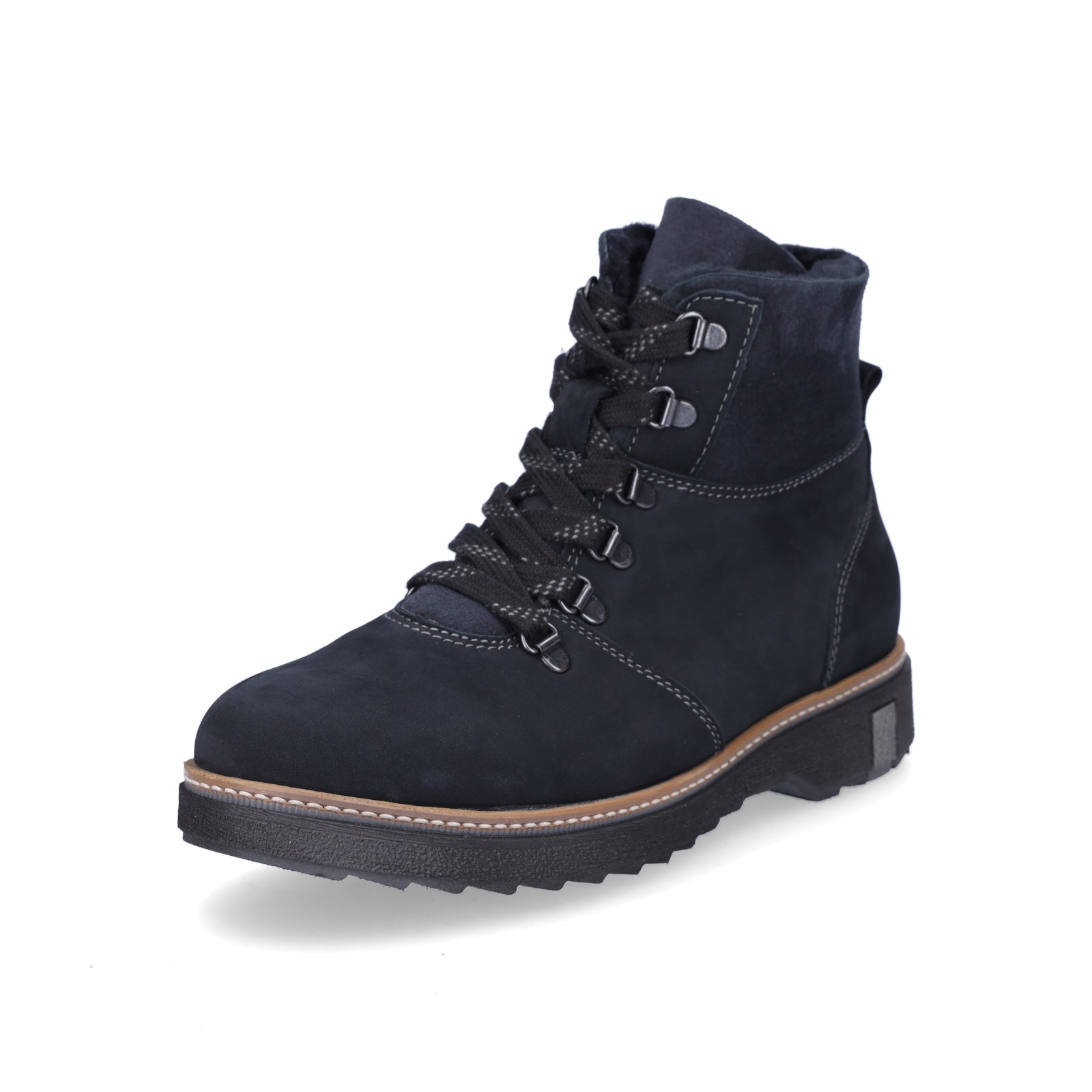 Waldläufer Damen Leder Schnürboot blau