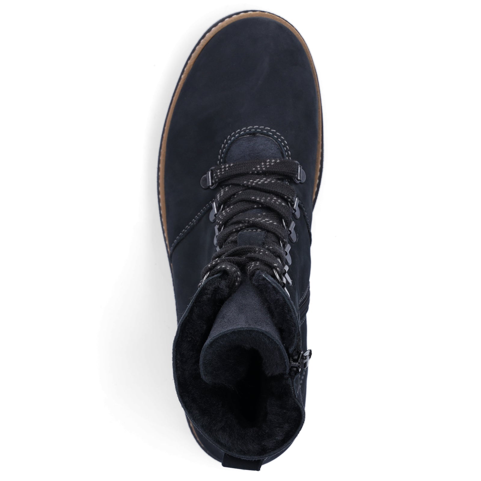 Waldläufer Damen Leder Schnürboot blau