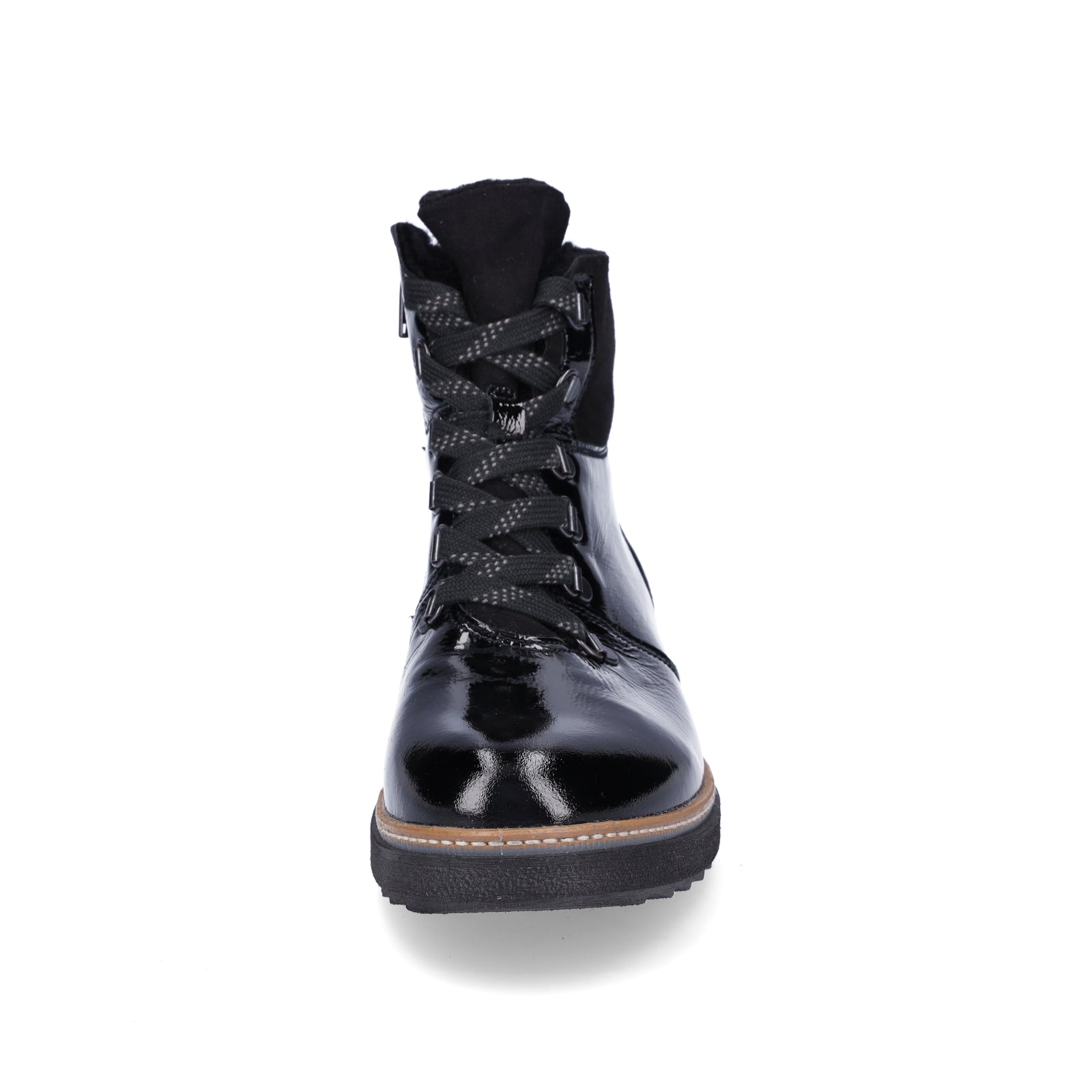 Waldläufer women's leather lace-up boot black patent