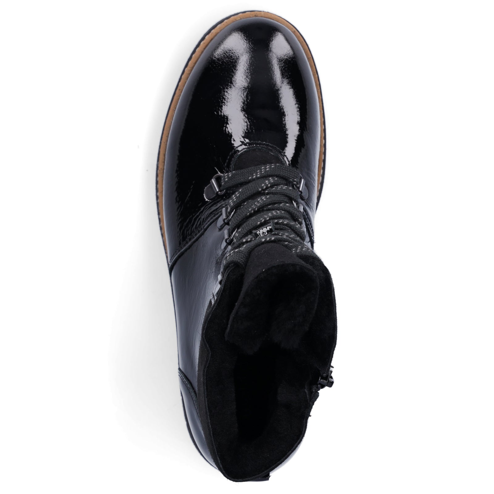 Waldläufer women's leather lace-up boot black patent