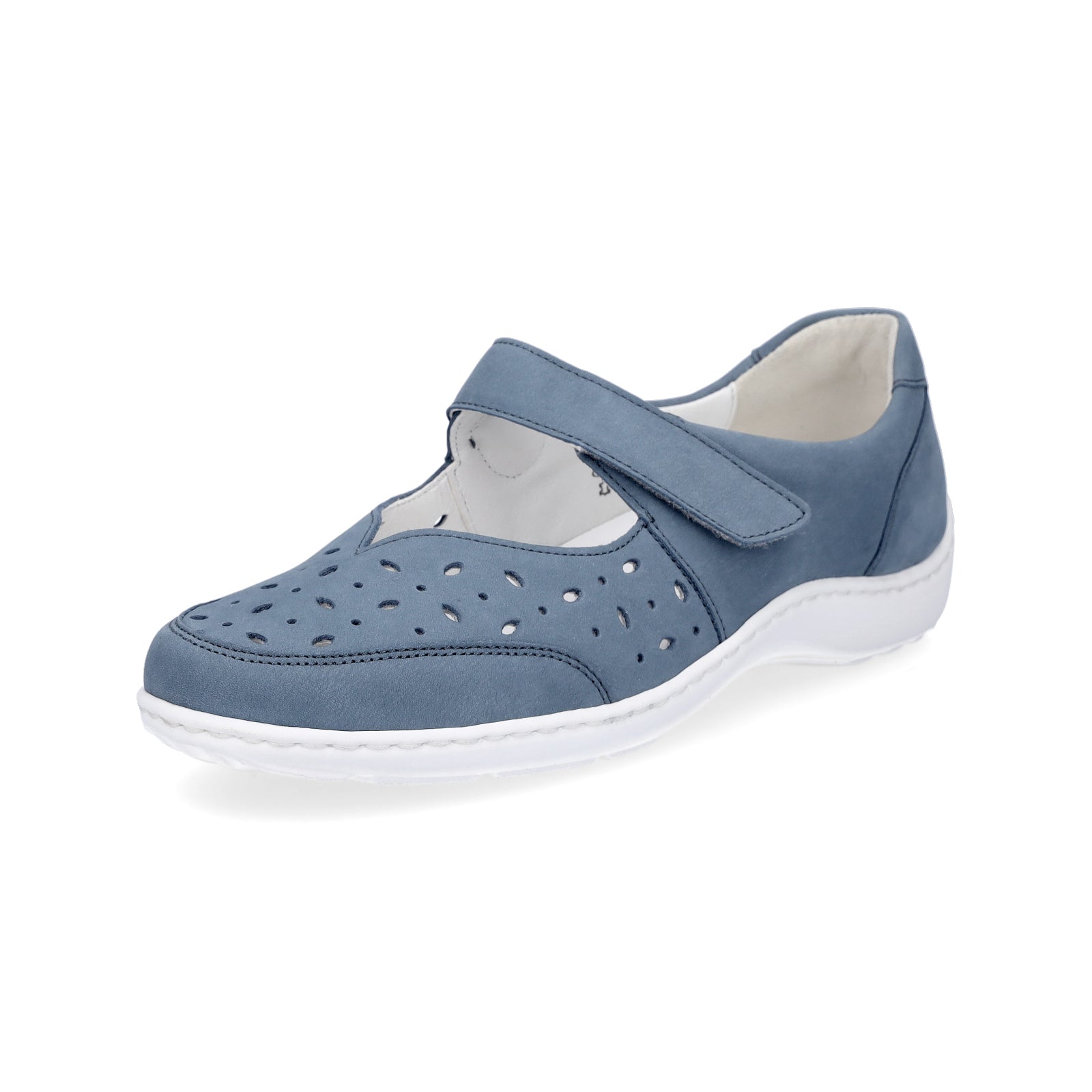 Waldläufer women's leather velcro shoe denim blue